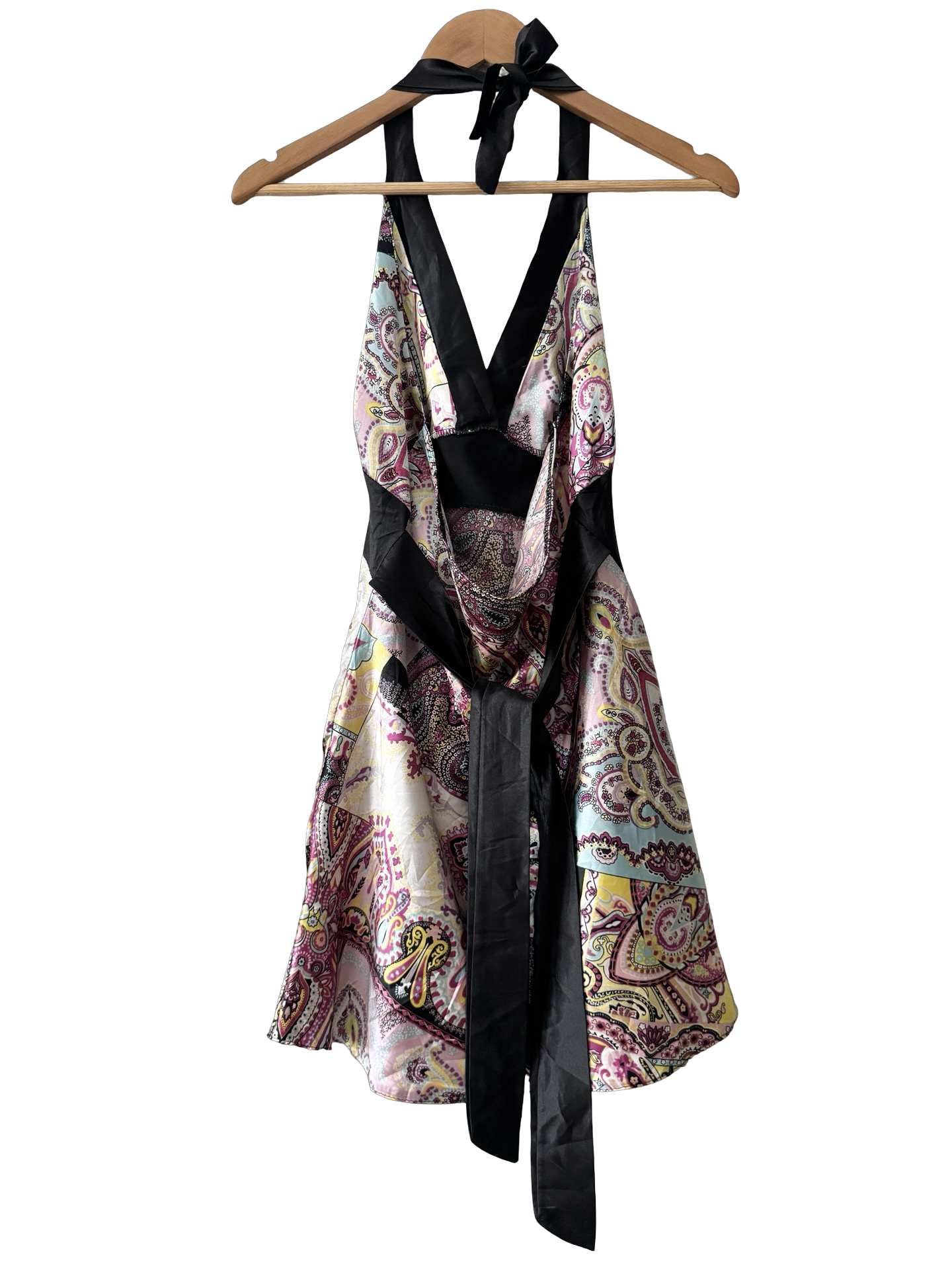 Vintage 90s Paisley Sunset Halter Dress (M/L)