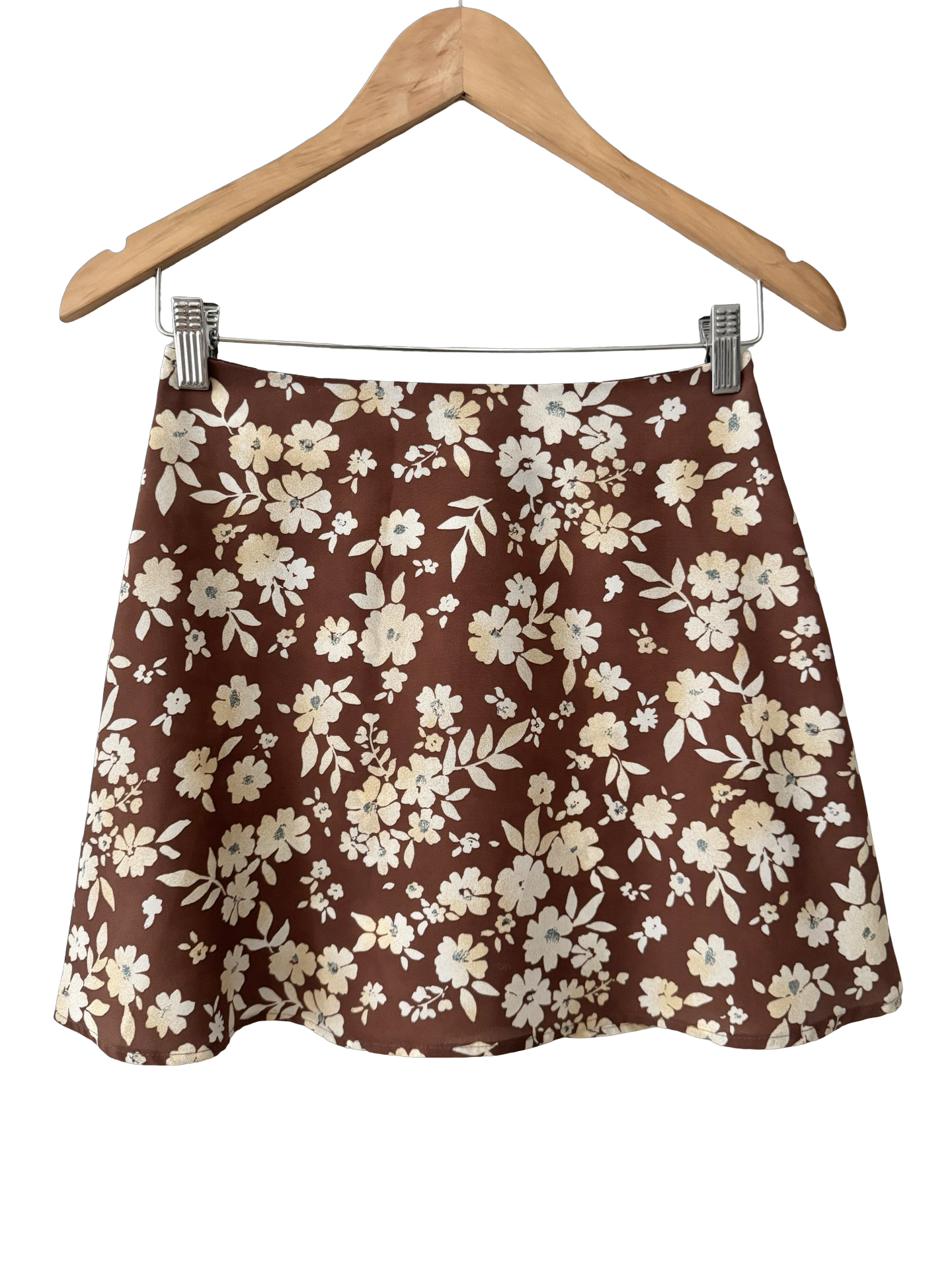 Vintage 90s Soda Blue Brown Floral Mini Skirt (S)
