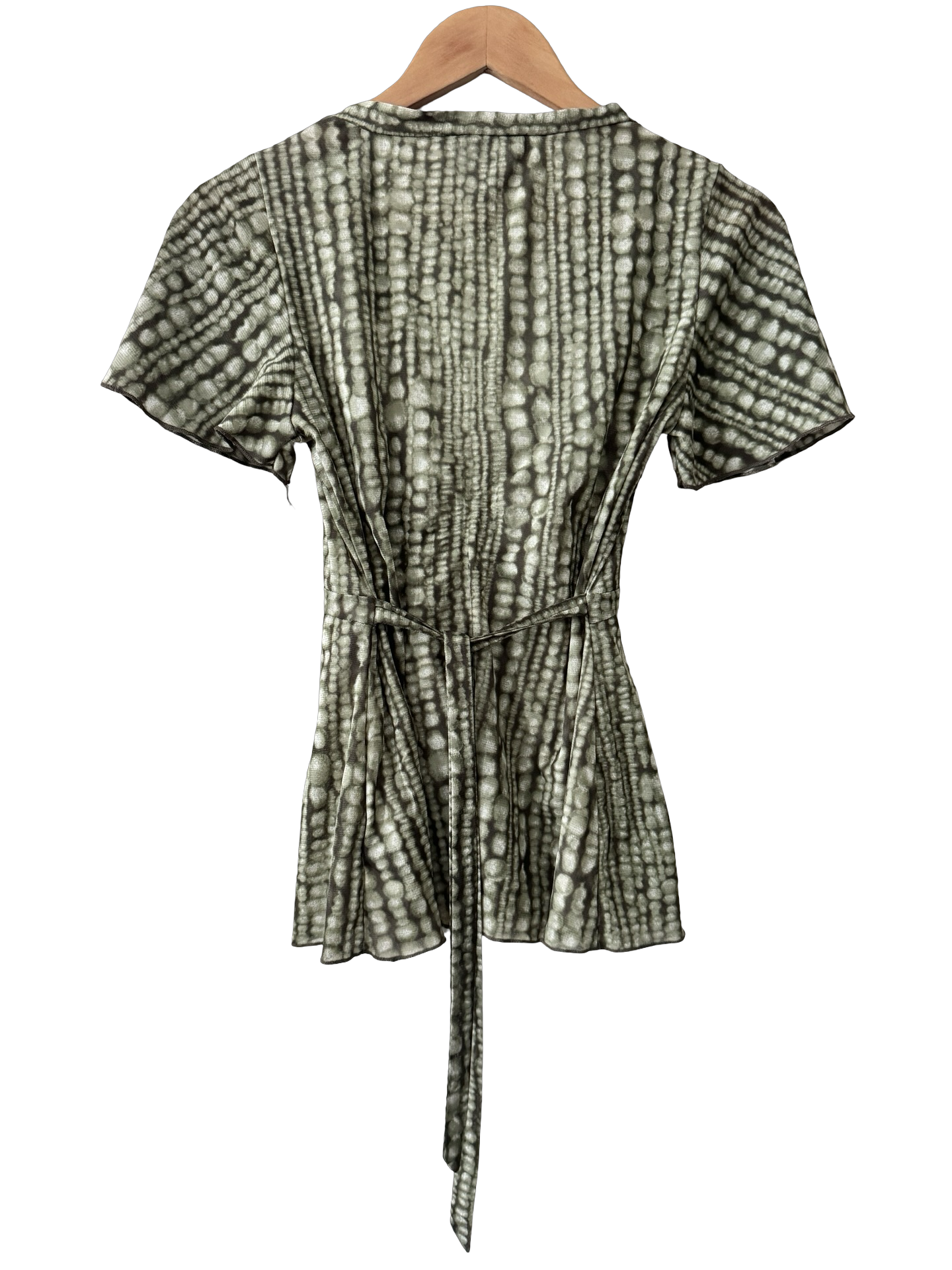 Vintage Y2K Olive Mirage Mesh Tie Top (M)