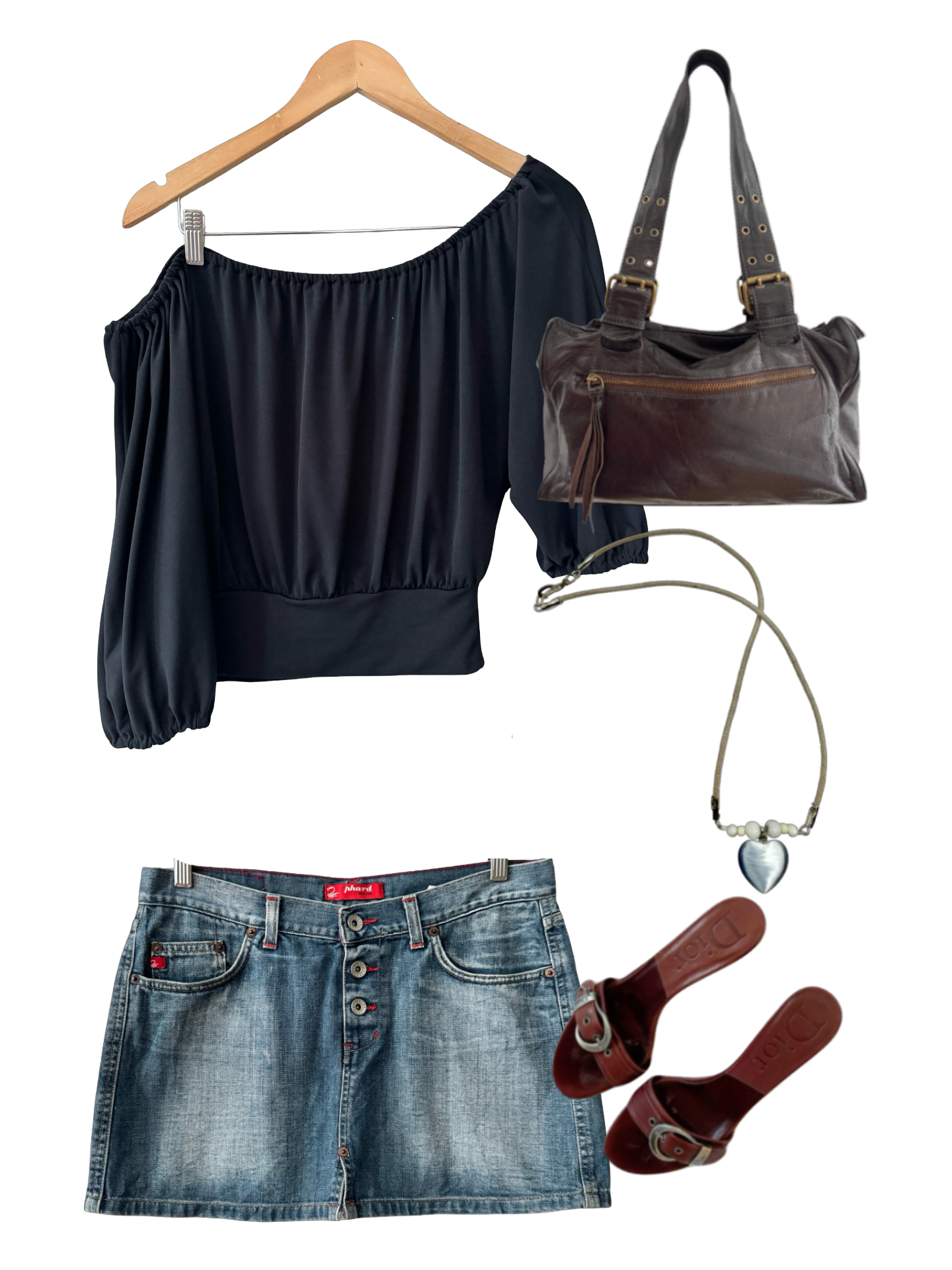 Vintage Y2K Indie Off-Shoulder Blouse (S/M)