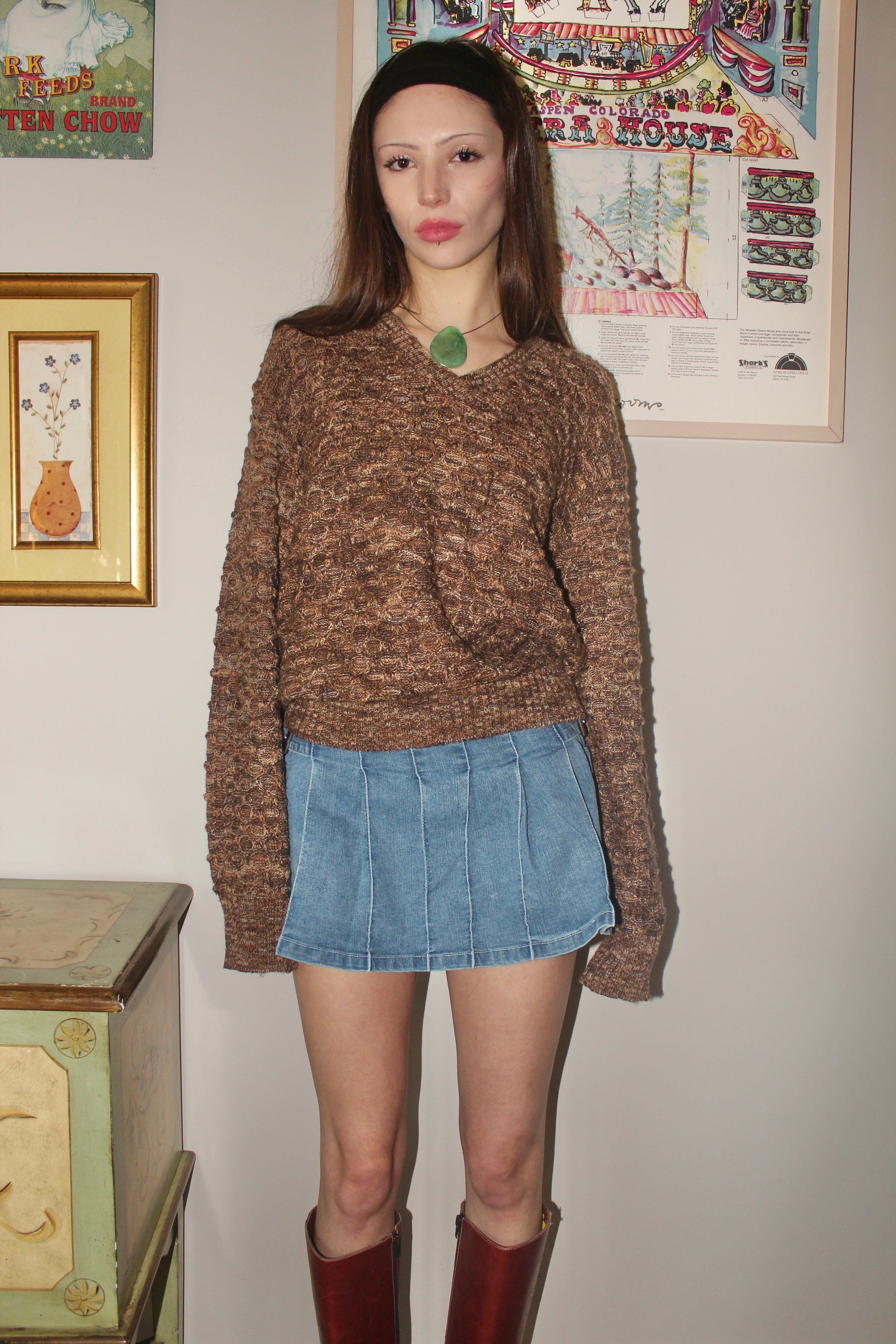 Vintage 90s Cozy Brown Melange Knit (M)