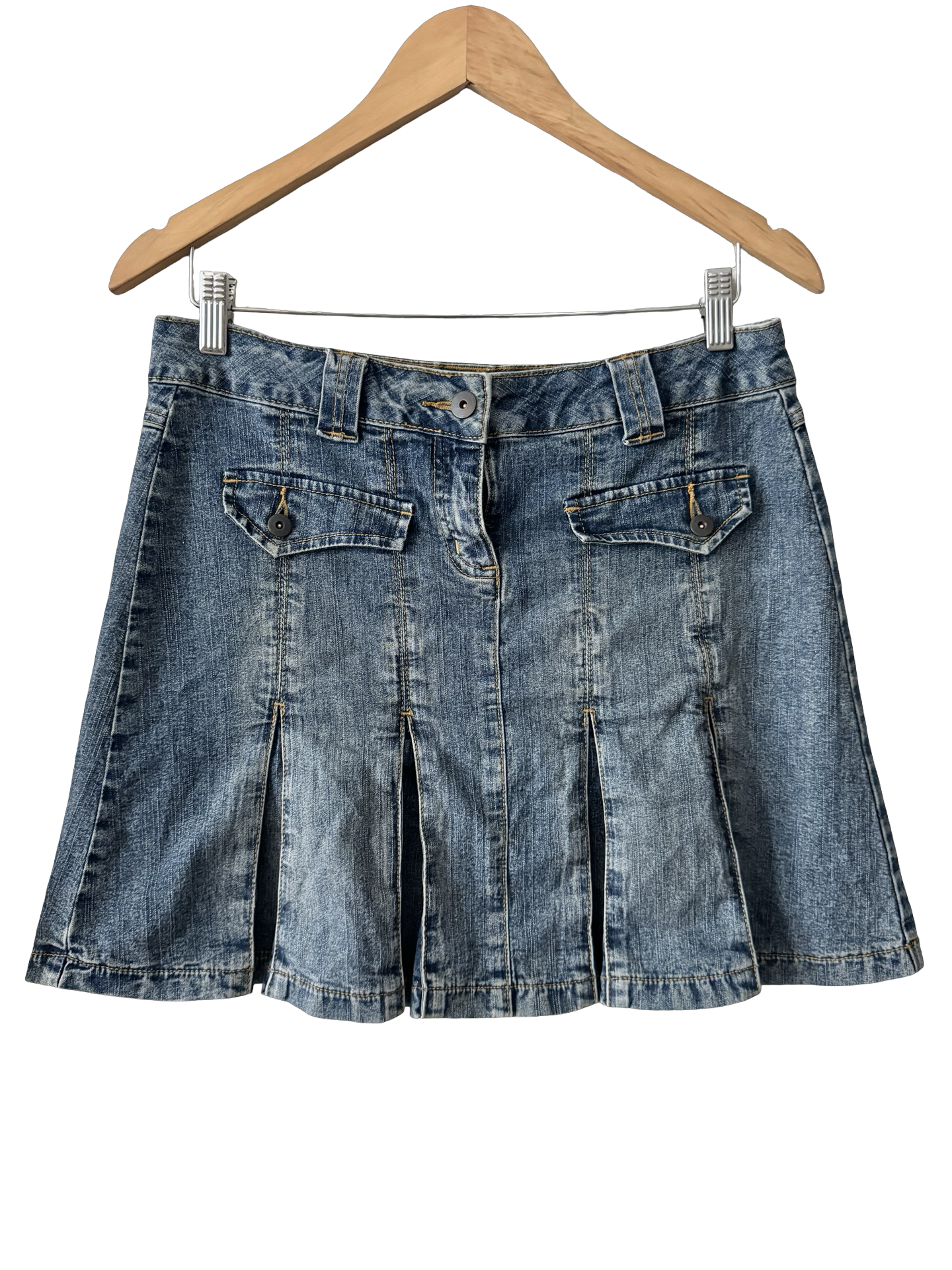Vintage 90s French Pleated Denim Mini (M)