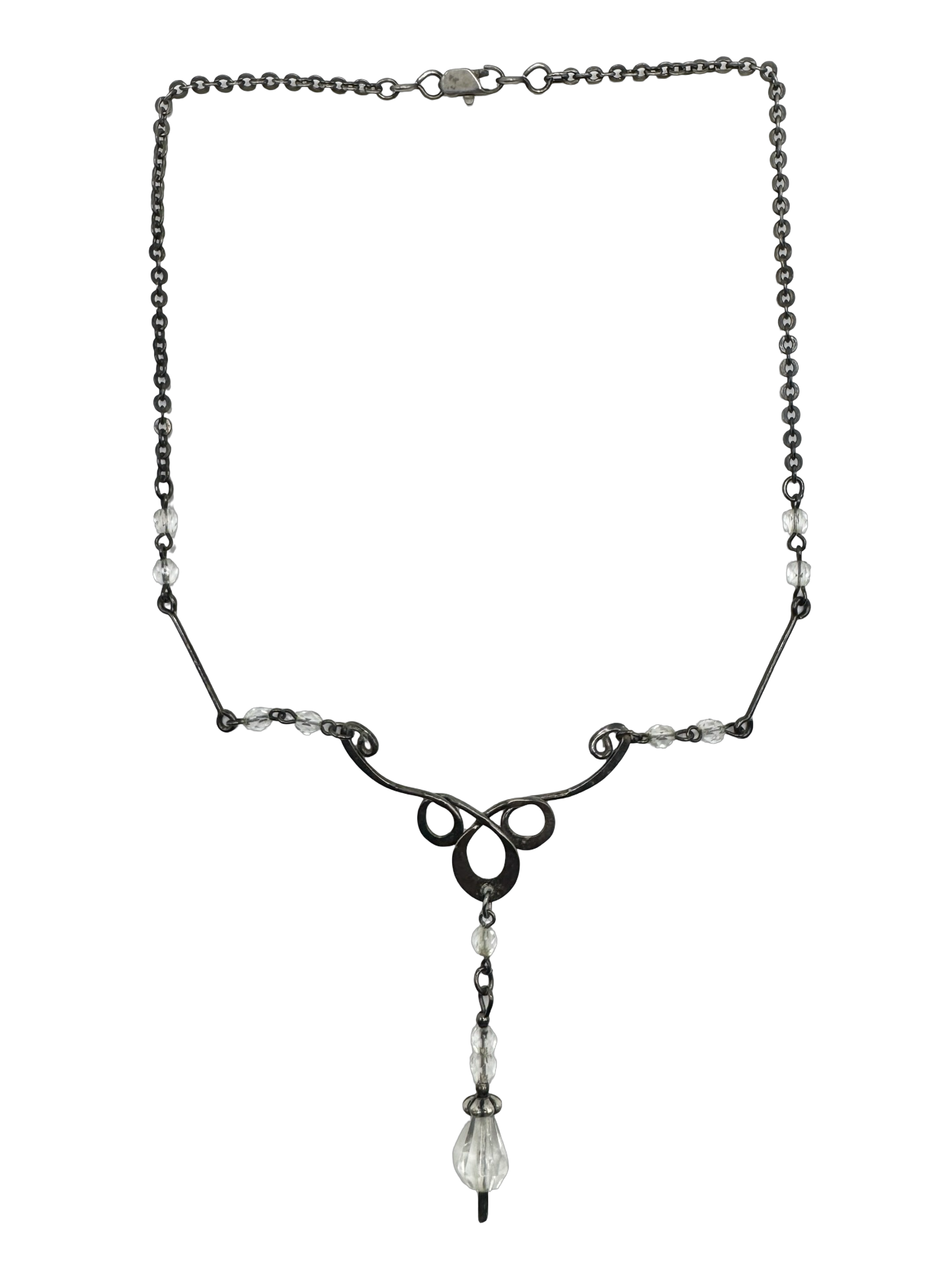 Vintage Noir Crystal Drop Necklace