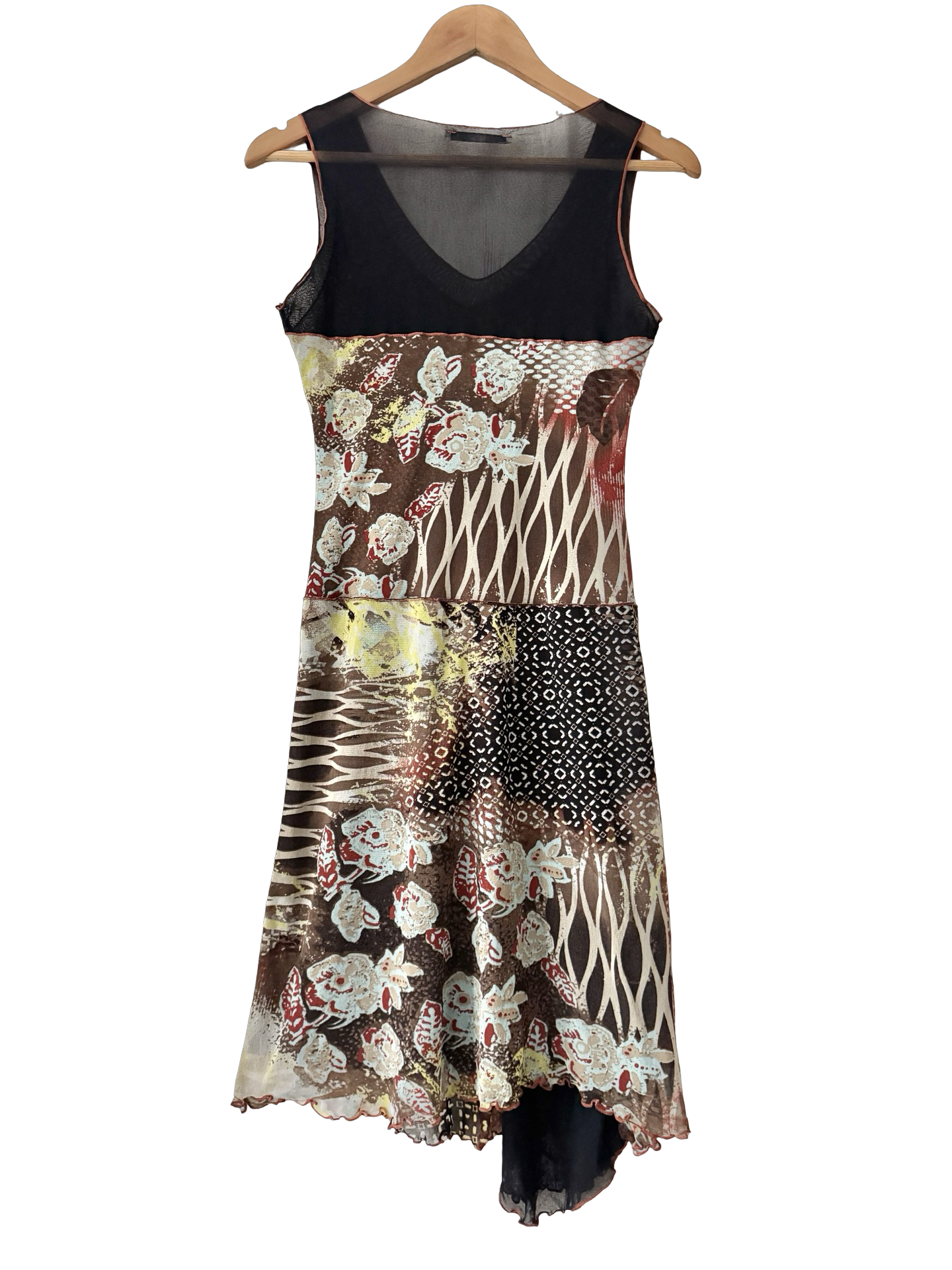 Vintage Y2K Retro Mesh Asymmetrial Midi Dress (M)