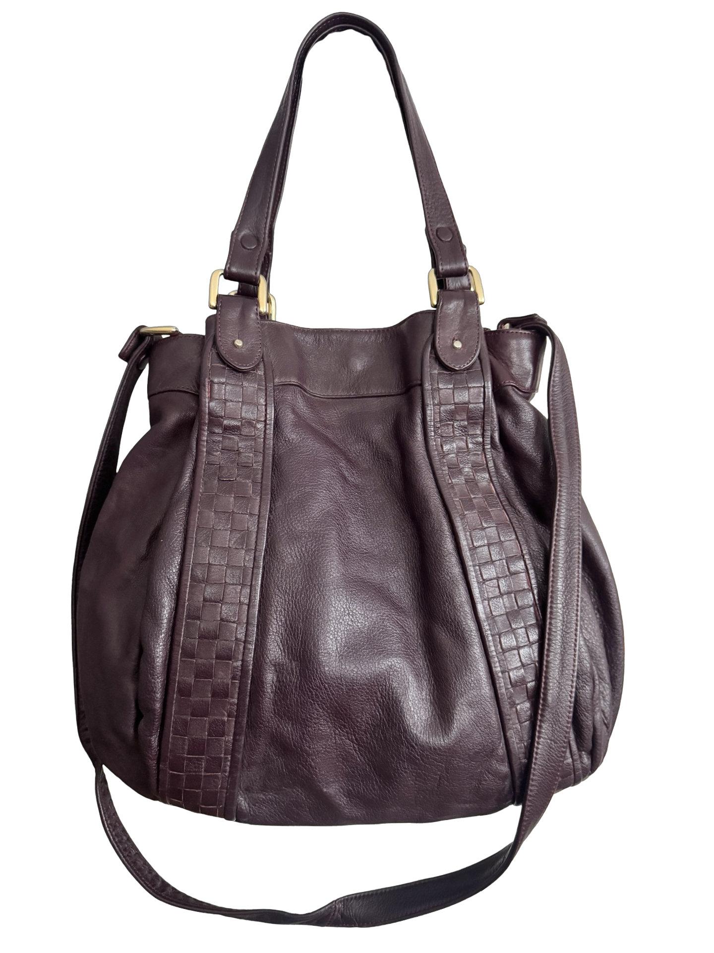 Vintage Y2K Plum Woven Leather Carryall