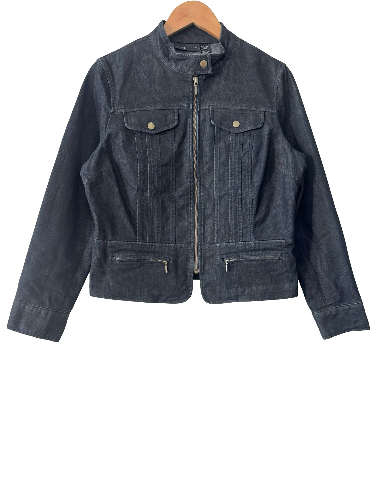 Vintage Y2K Downtown After Hours Denim Moto Jacket (M)