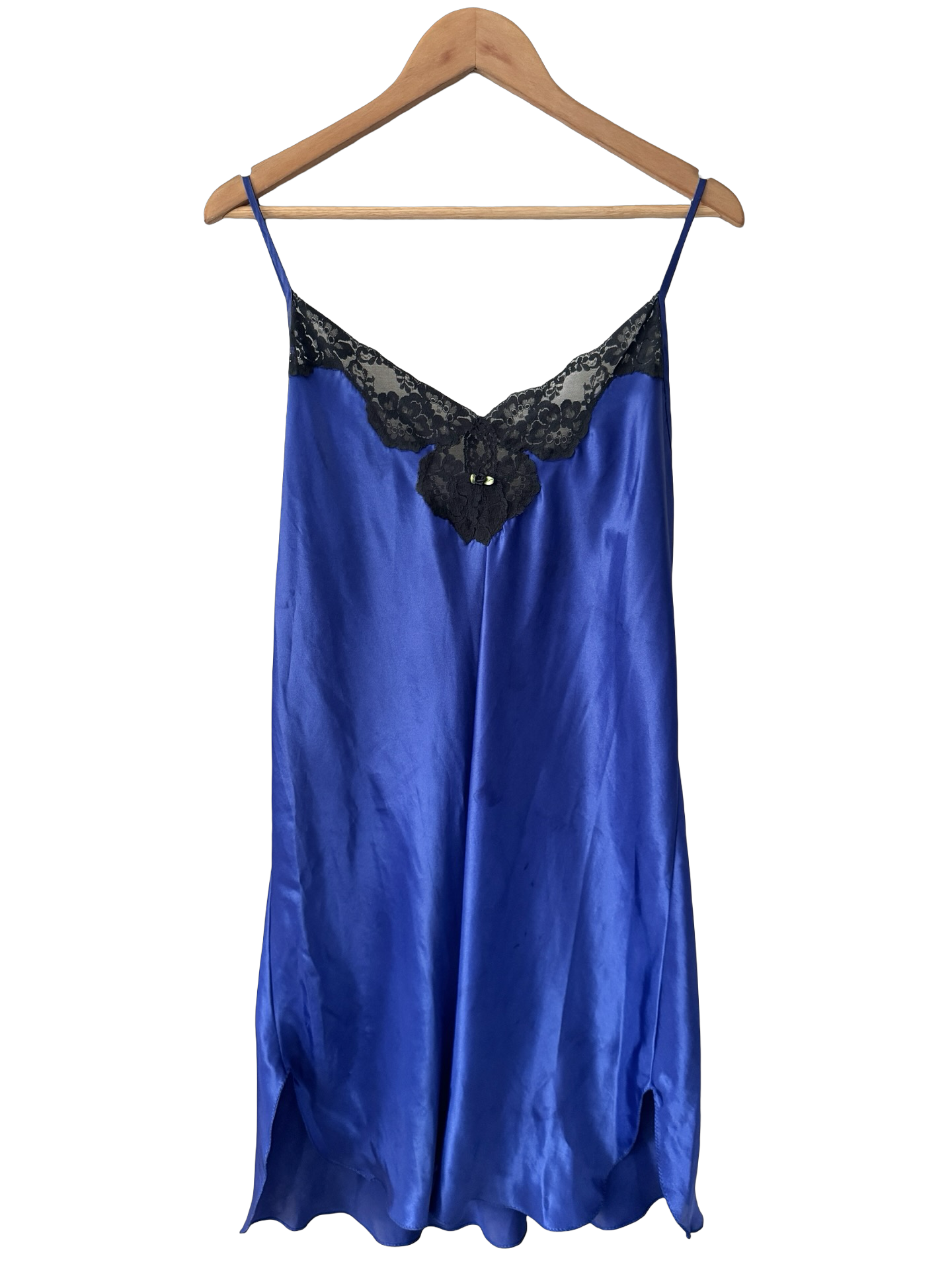 Vintage 80s Made in USA Cobalt Lace Slip Dress (XL)