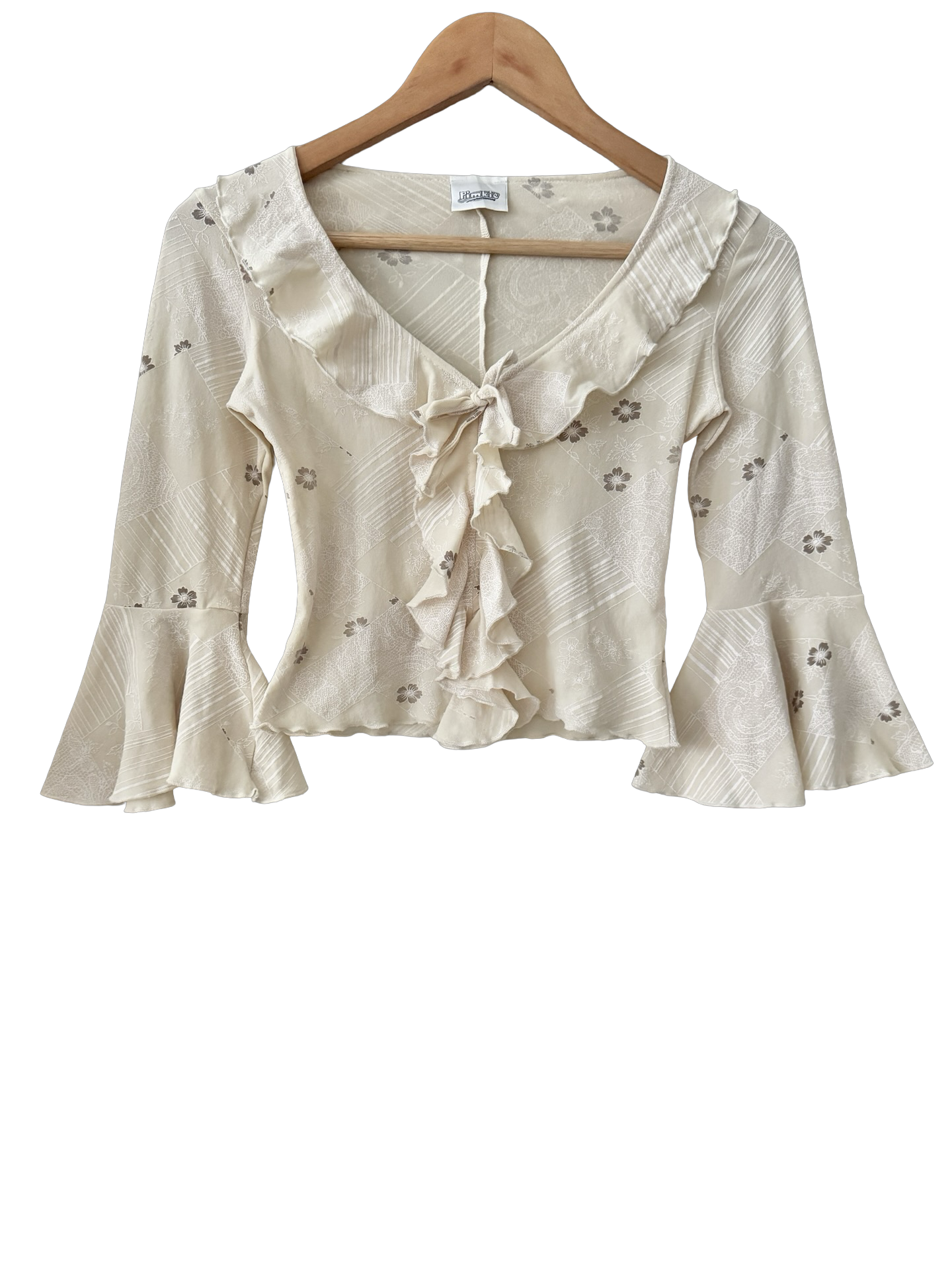 Vintage Y2K Sunday Morning Ruffled Top (XS/S)