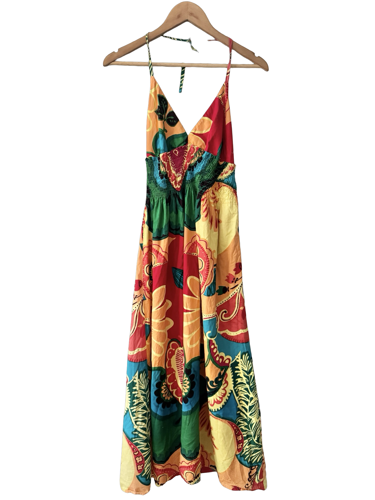 Vintage Y2K Island Market Halter Midi Dress (L)