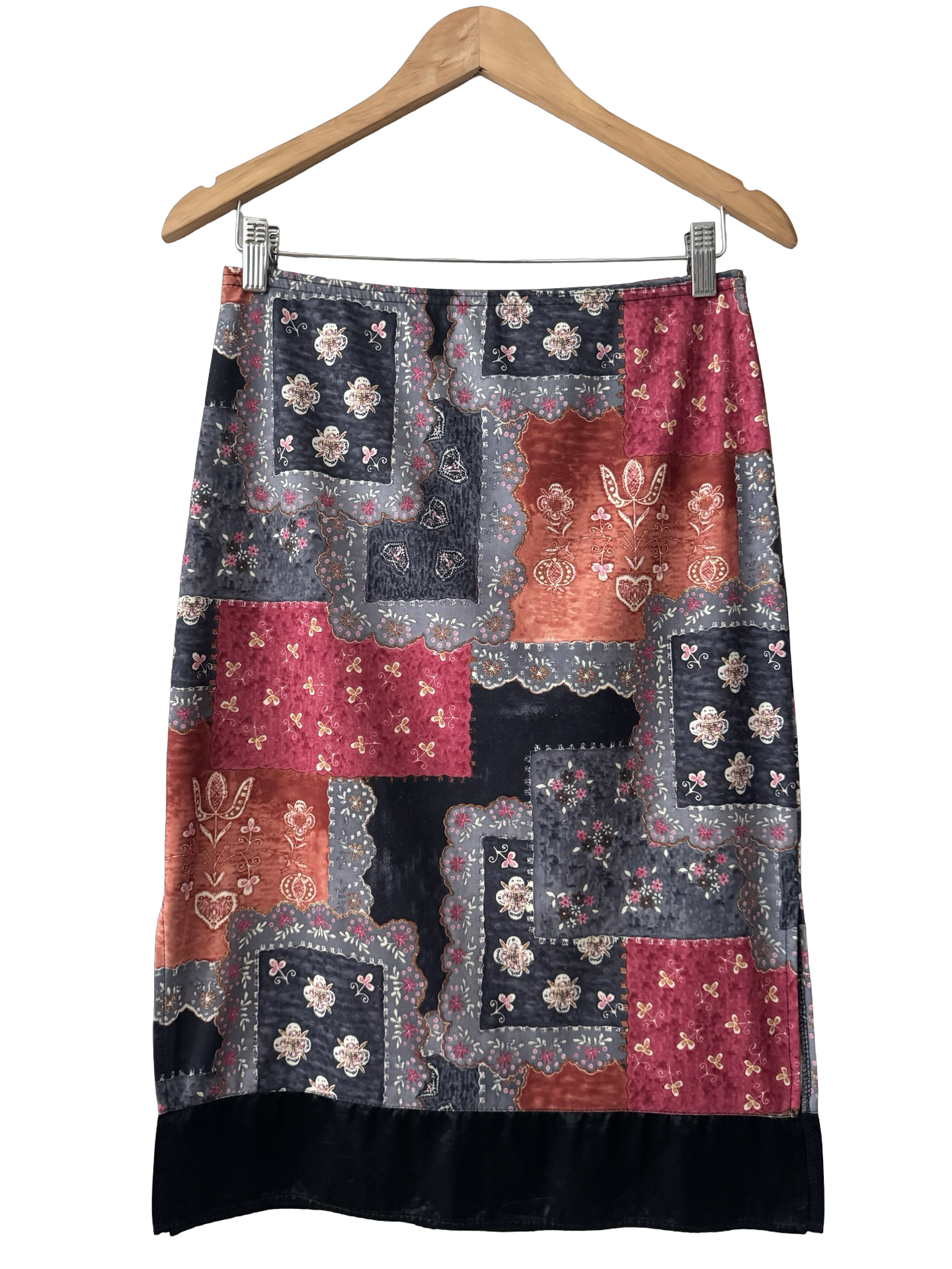 Vintage 90s Exact Change Patchwork Floral Midi Skirt (S/M)