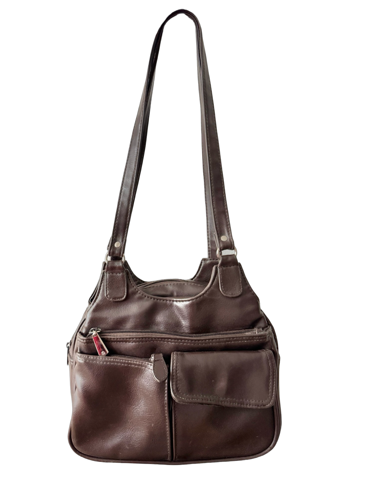 Vintage 90s Espresso Pocket Shoulder Bag