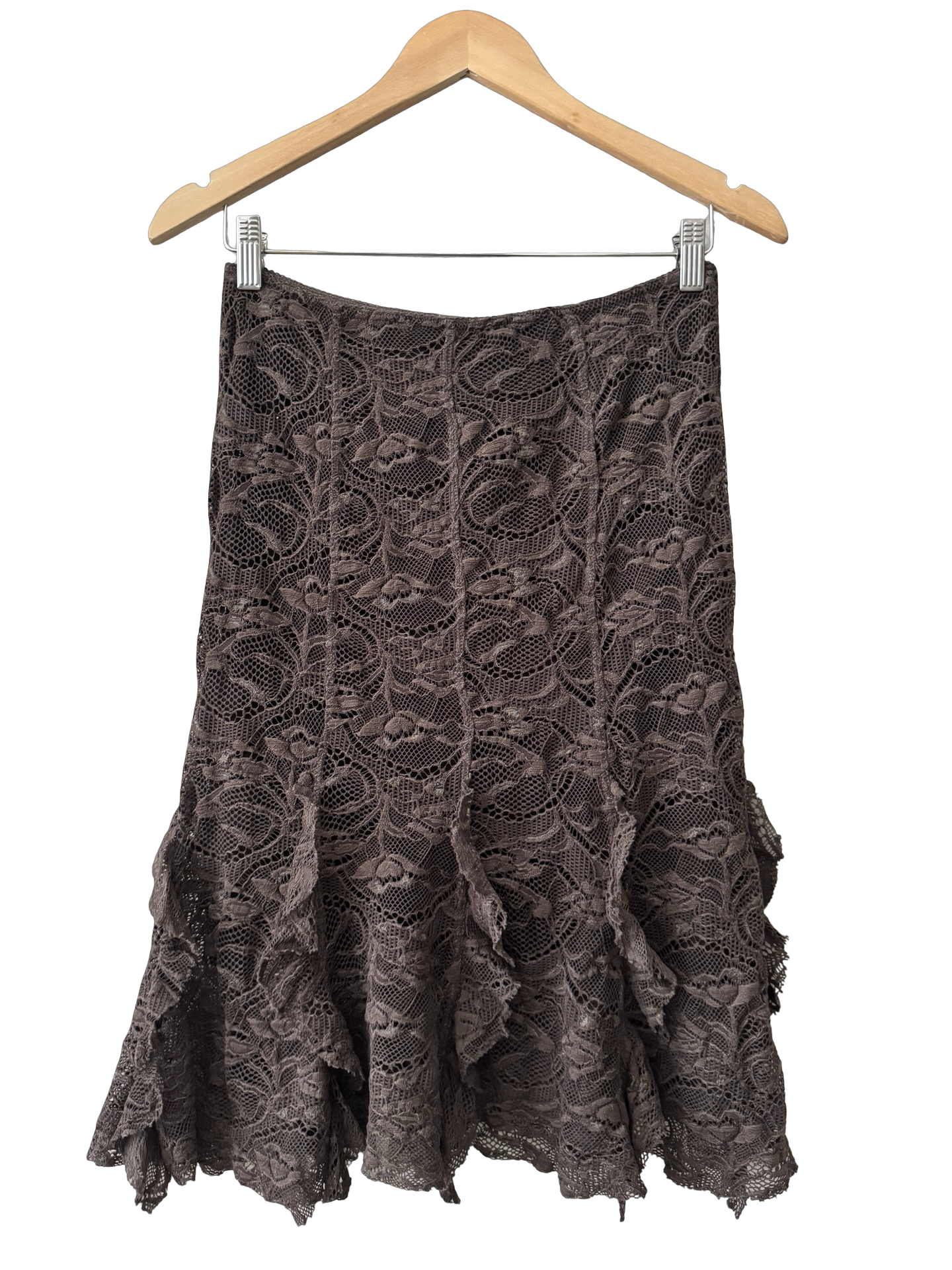 Vintage 90s French ETINCELLE Couture Cocoa Lace Mermaid Skirt (S)