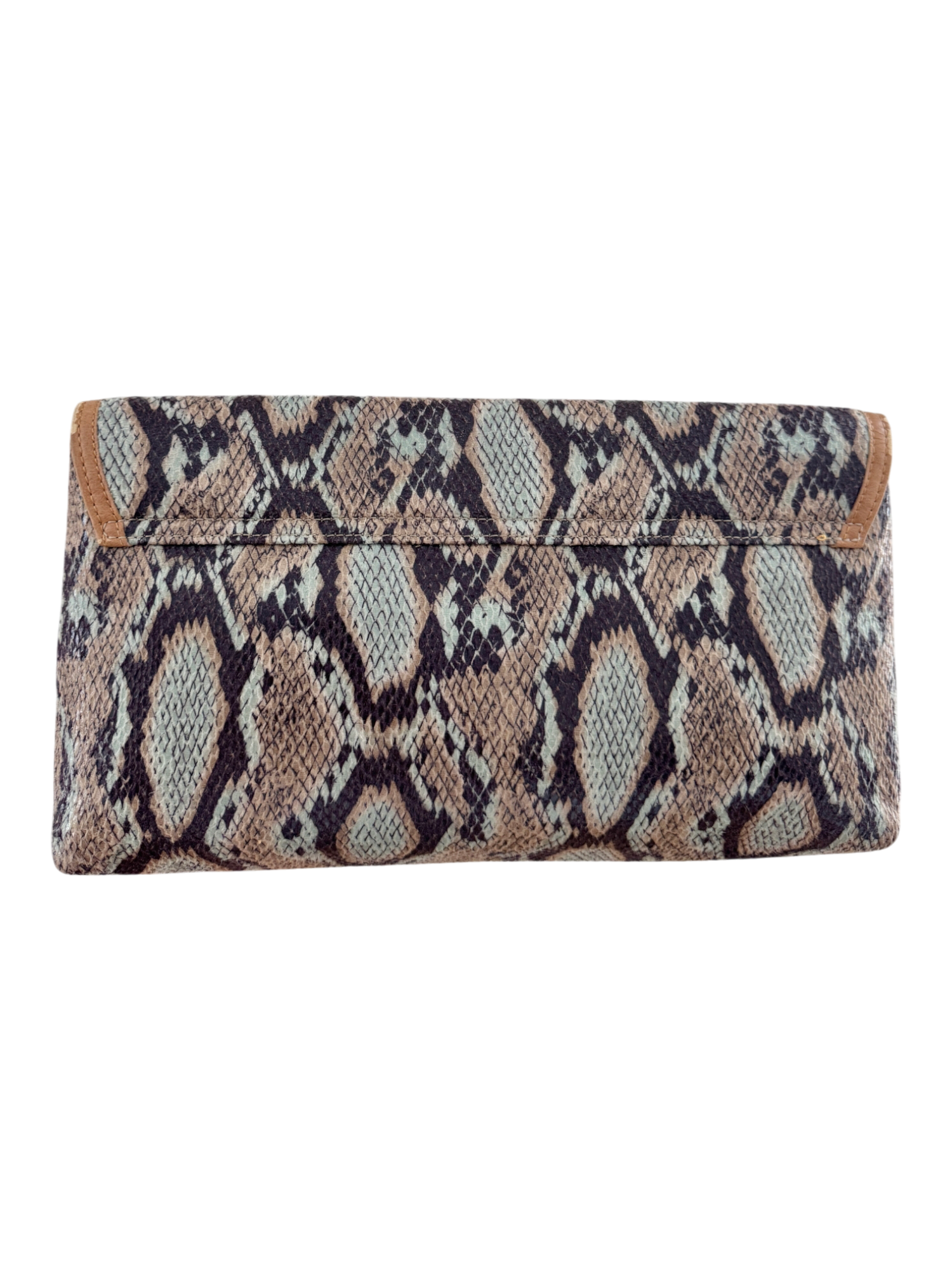 Vintage Neutral Snakeskin Envelope Clutch