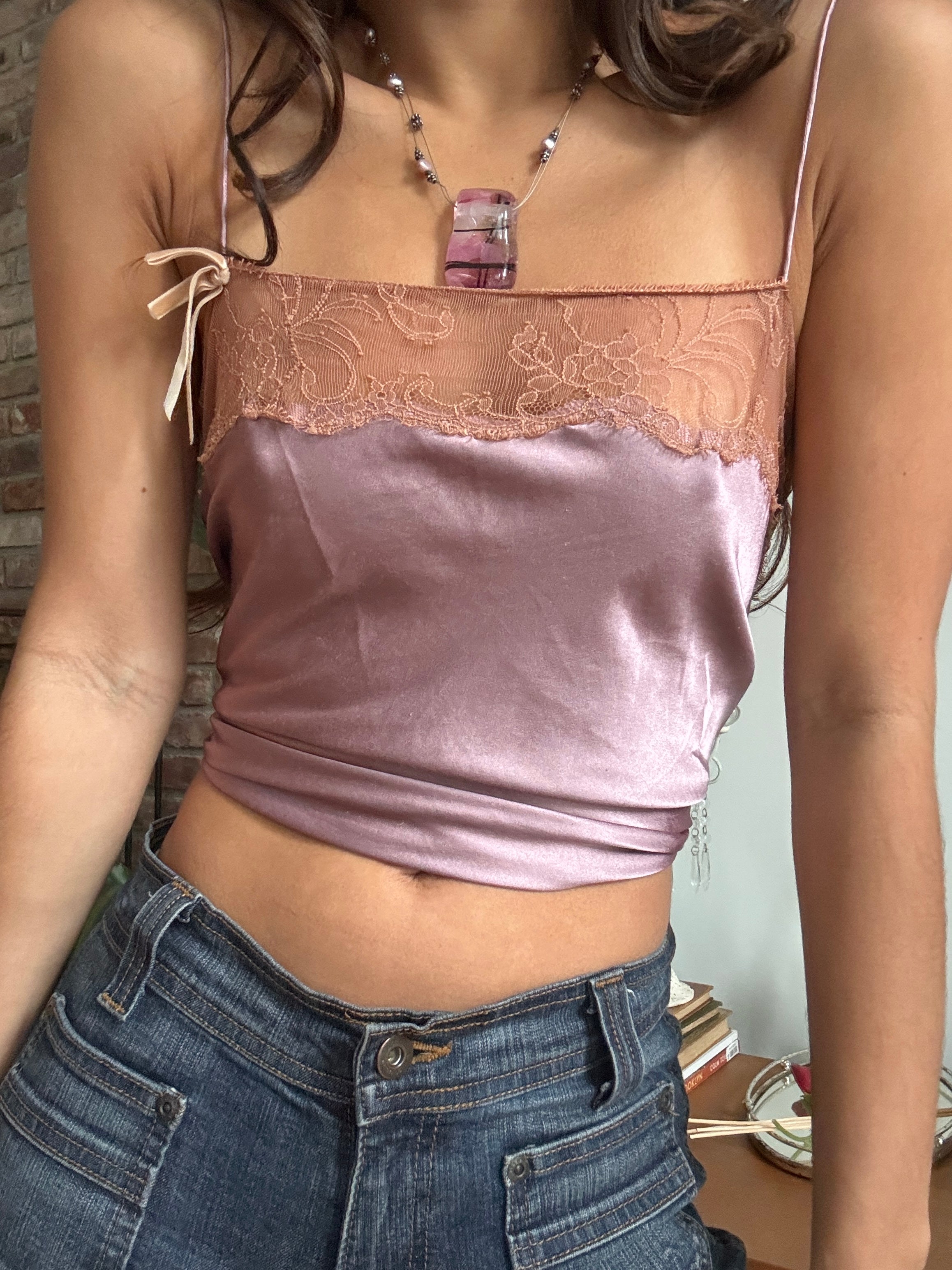 Vintage Y2K Pink Abstract Glass Pendant Necklace