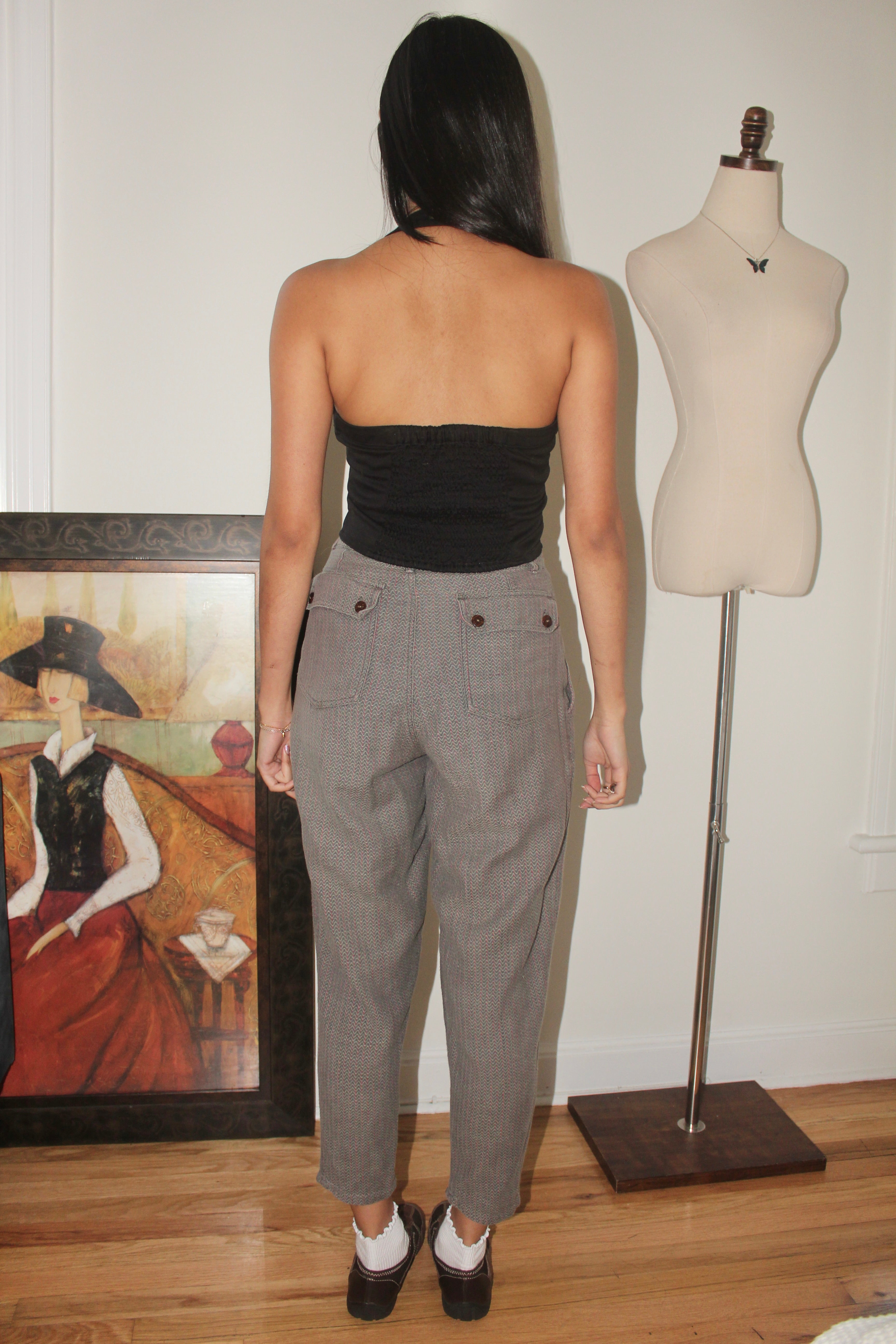 Vintage 90s Highwaisted Newsboy Trousers (25")
