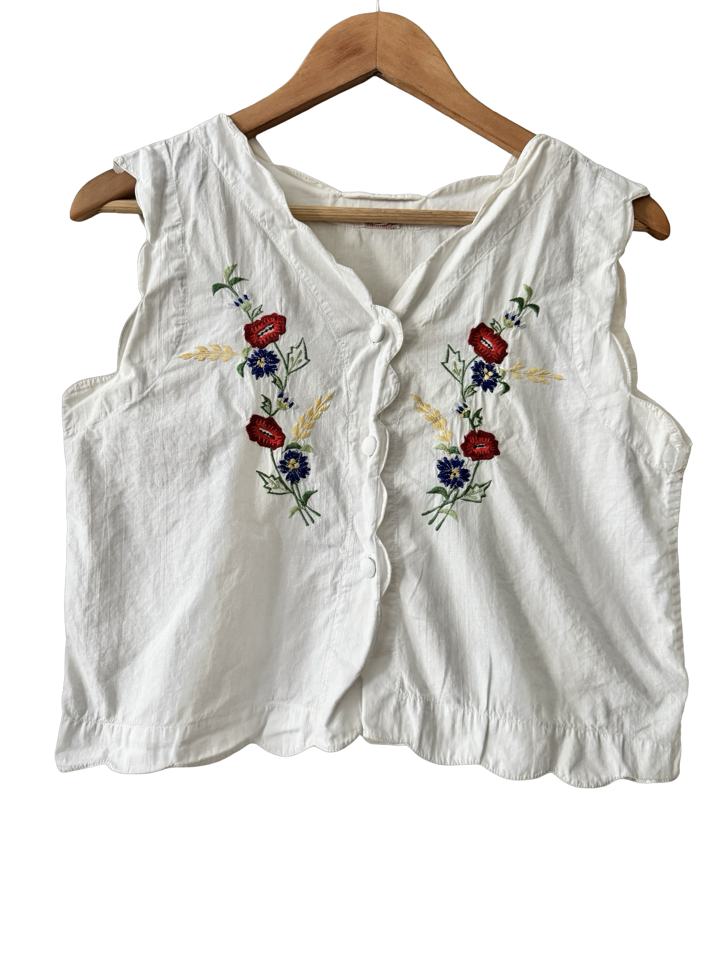 Vintage 60s Folk Garden Embroidered Button Up (S/M)