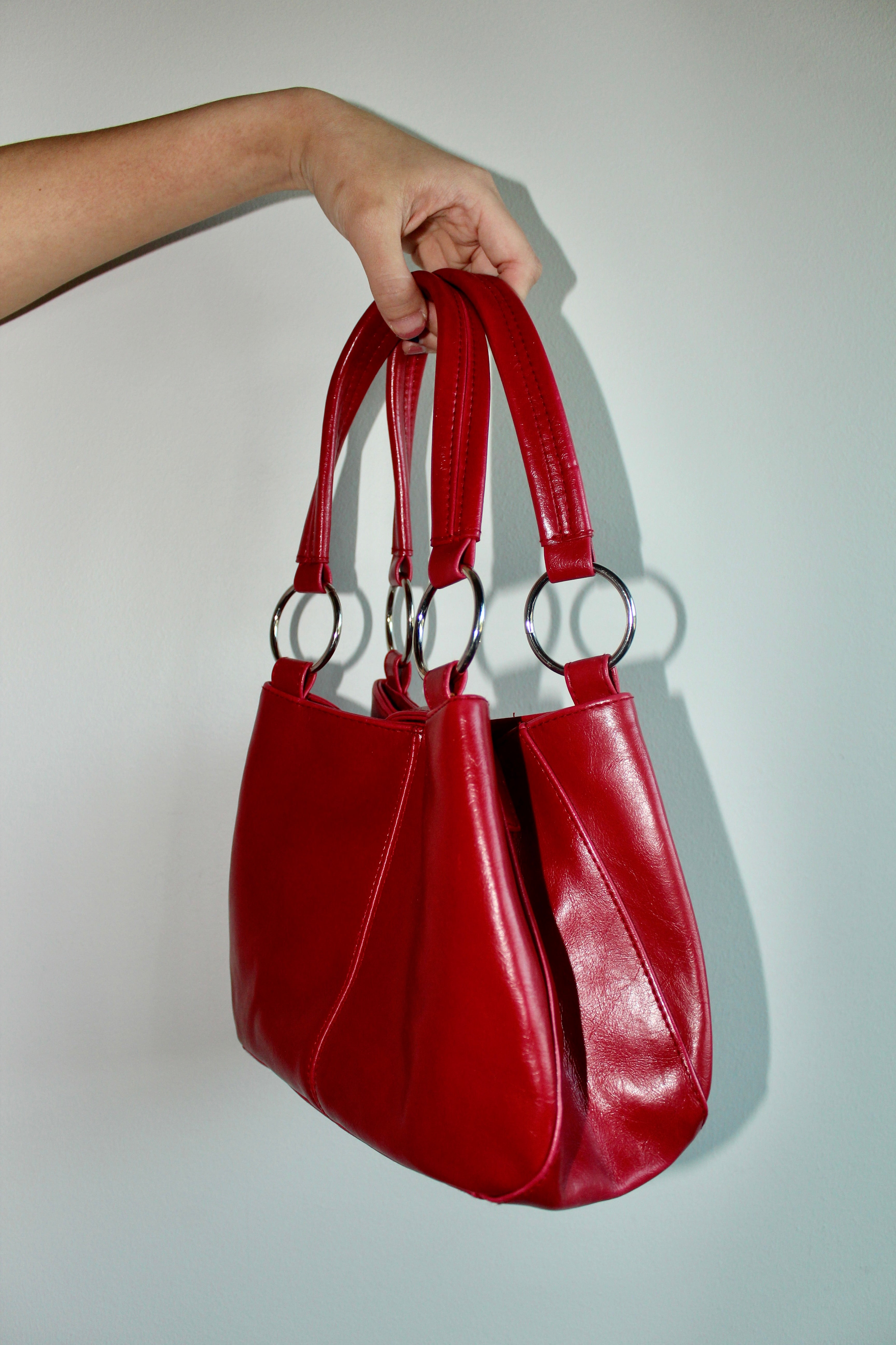 Vintage Cherry Red Mini Tote Purse