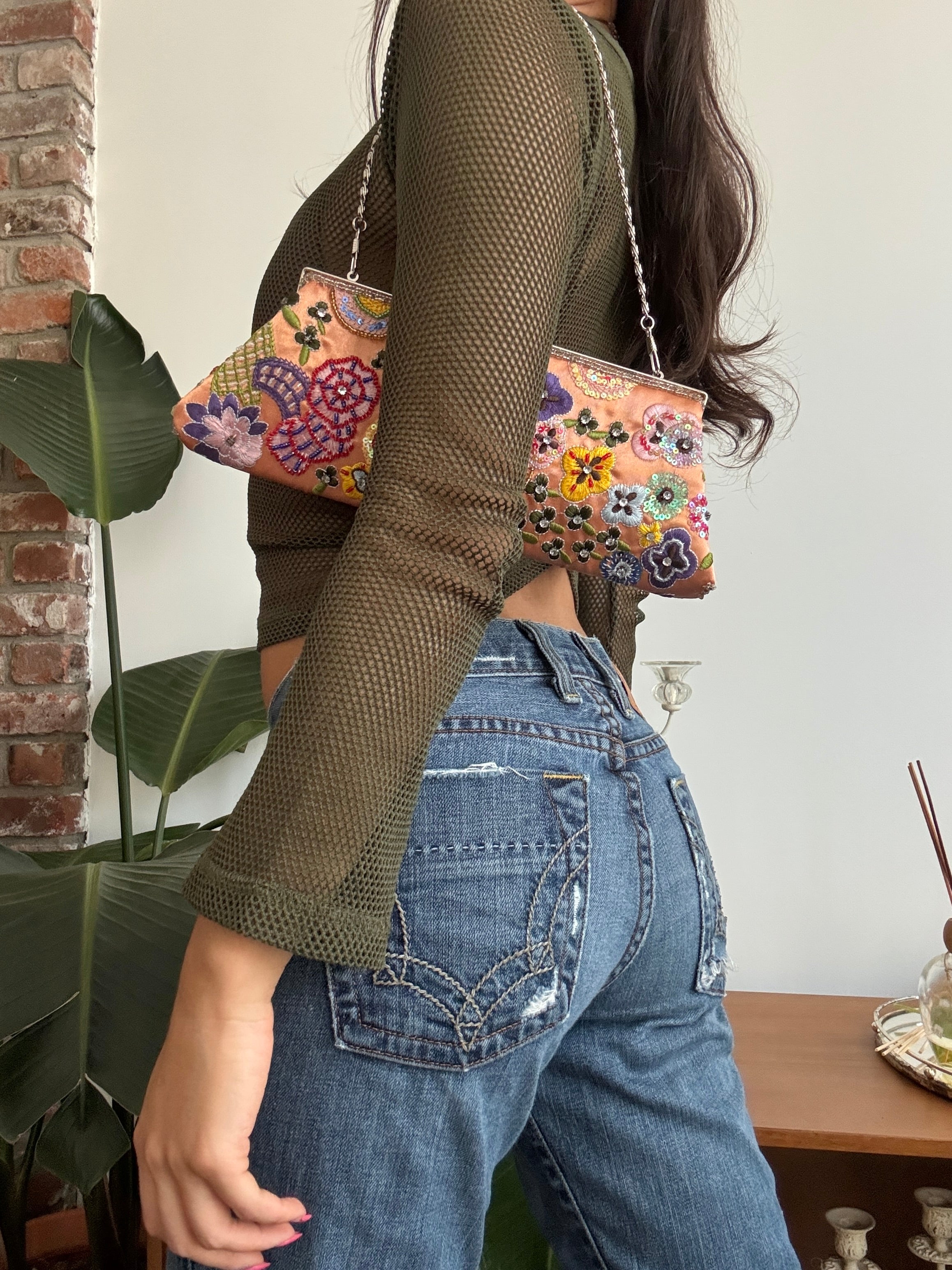 Vintage Secret Garden Beaded Clutch