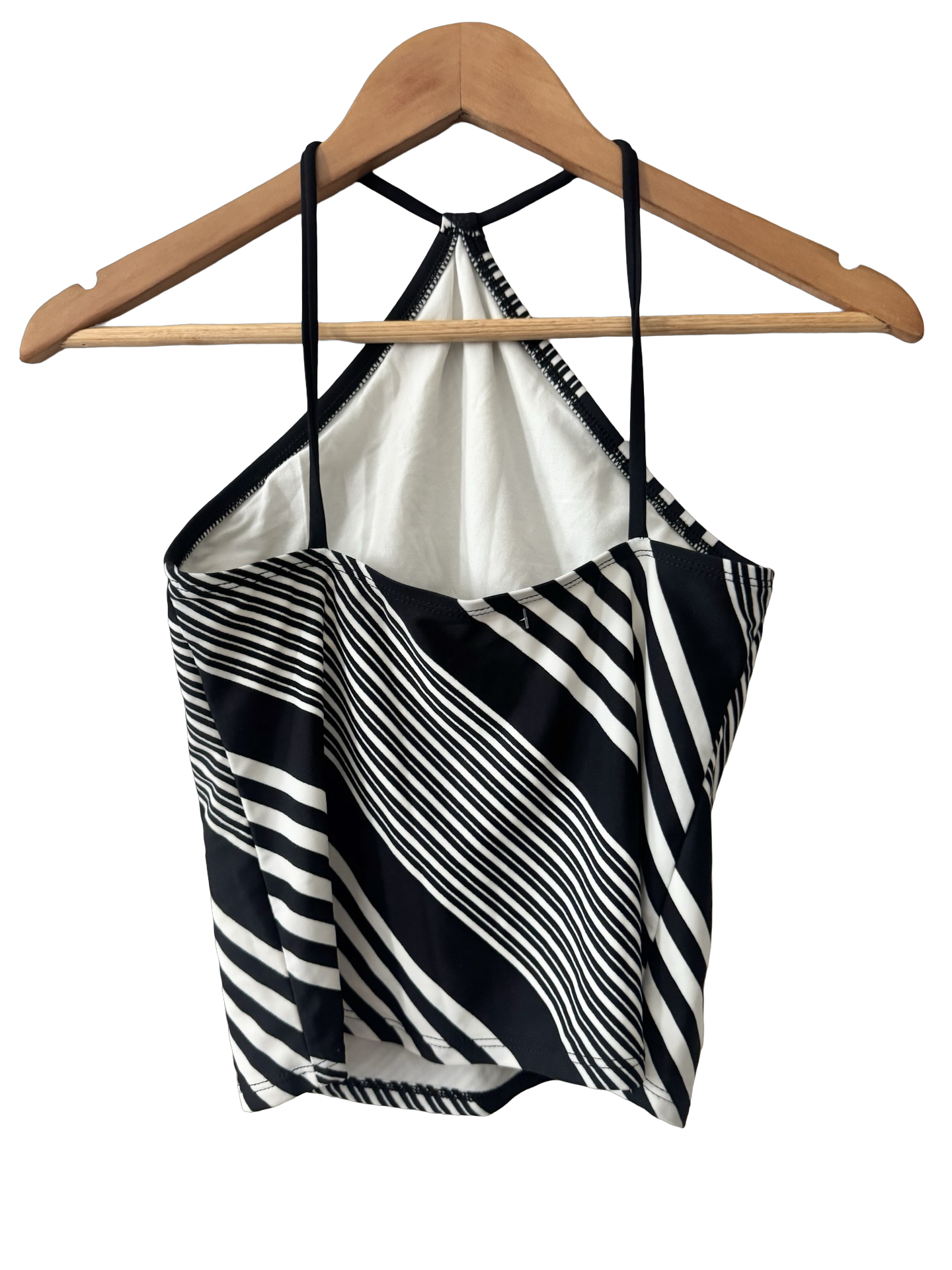 Vintage Y2K Monochrome Stripe High Neck Top (XS/S)