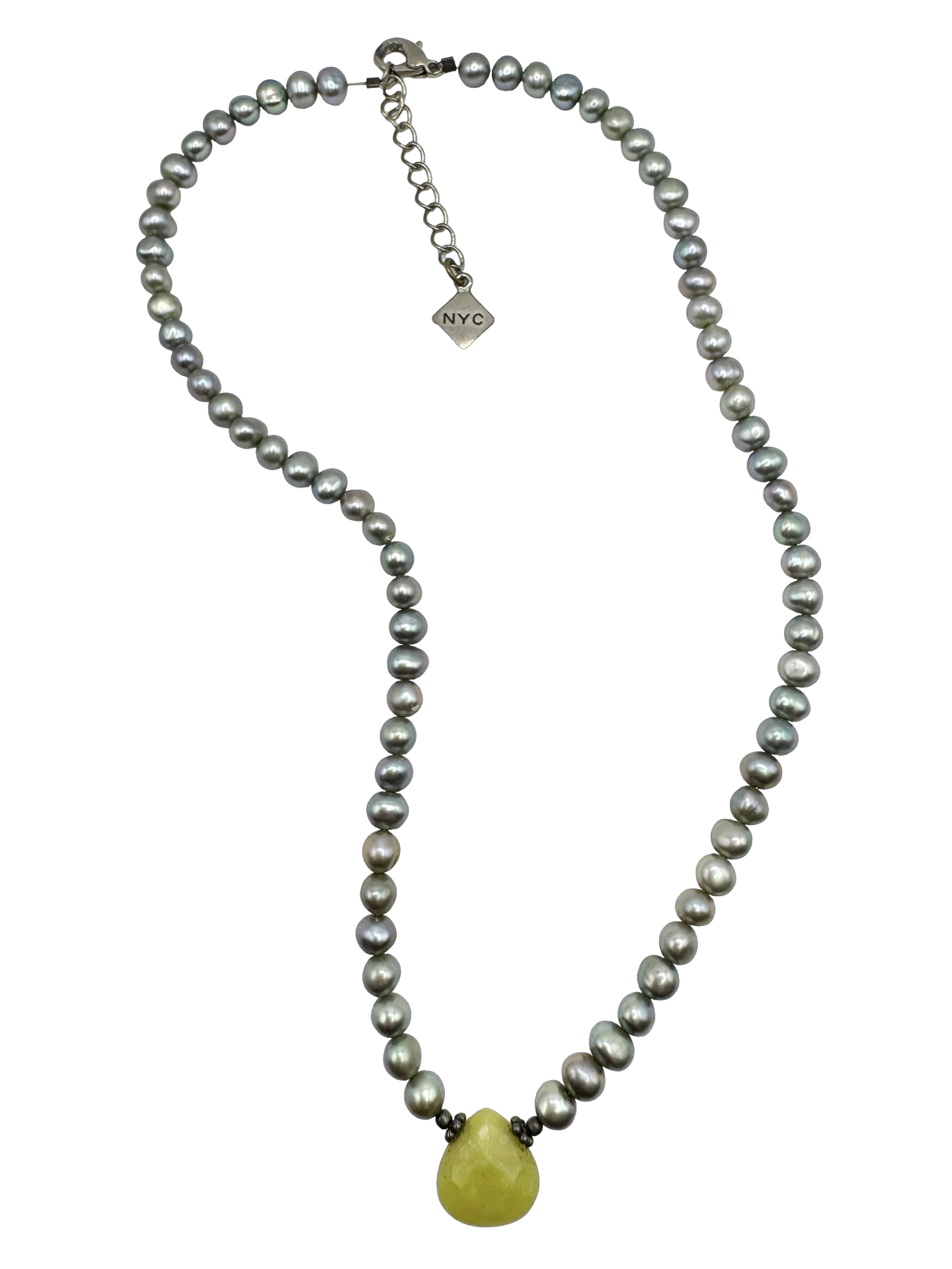 Vintage Freshwater Pearl & Jade Pendant Necklace