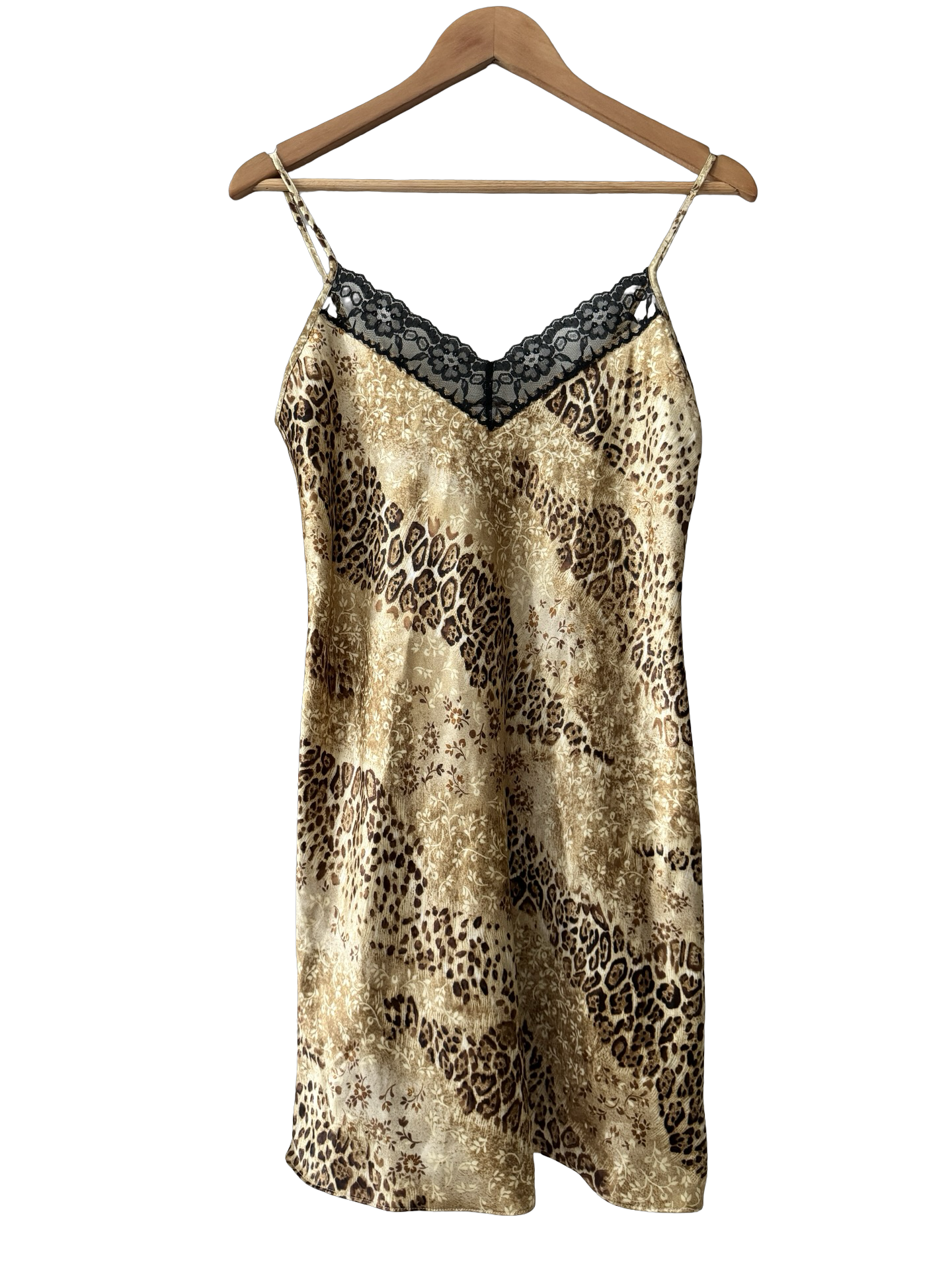 Vintage 90s Golden Leopard Lace Slip (M)