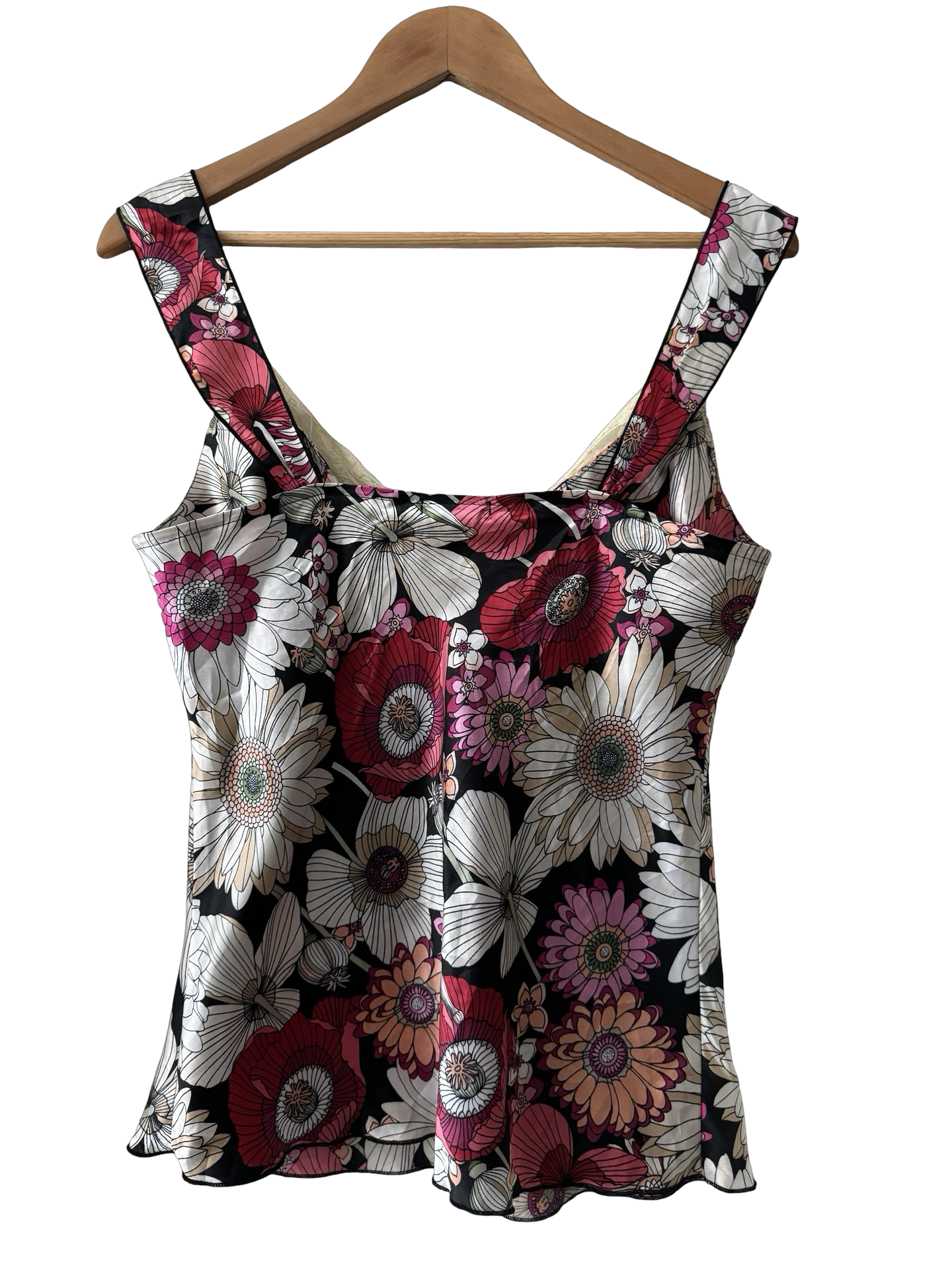 Vintage Y2K Midnight Bloom Lace Trim Cami (L)