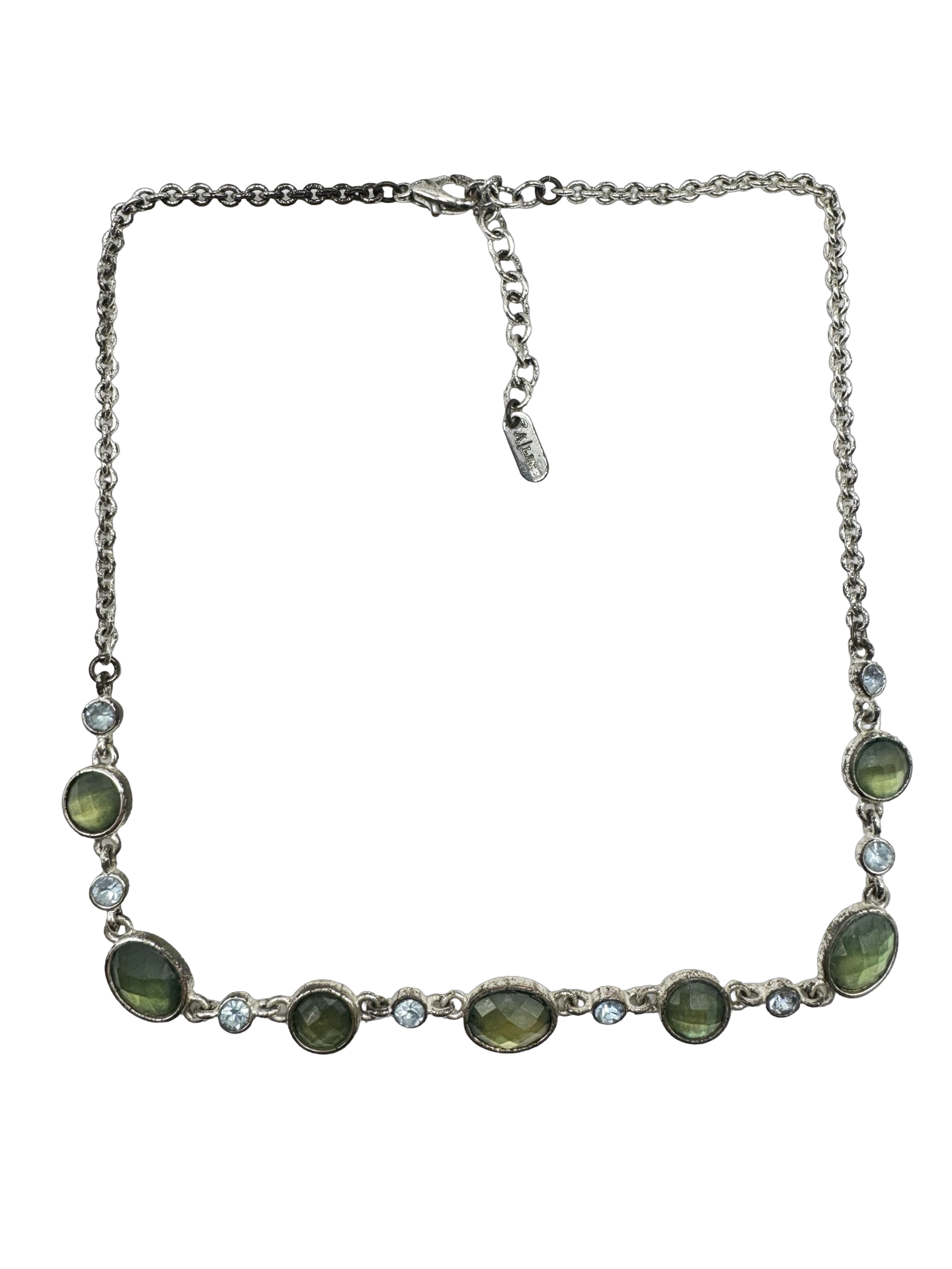 Vintage Y2K Moss Green Crystal Necklace