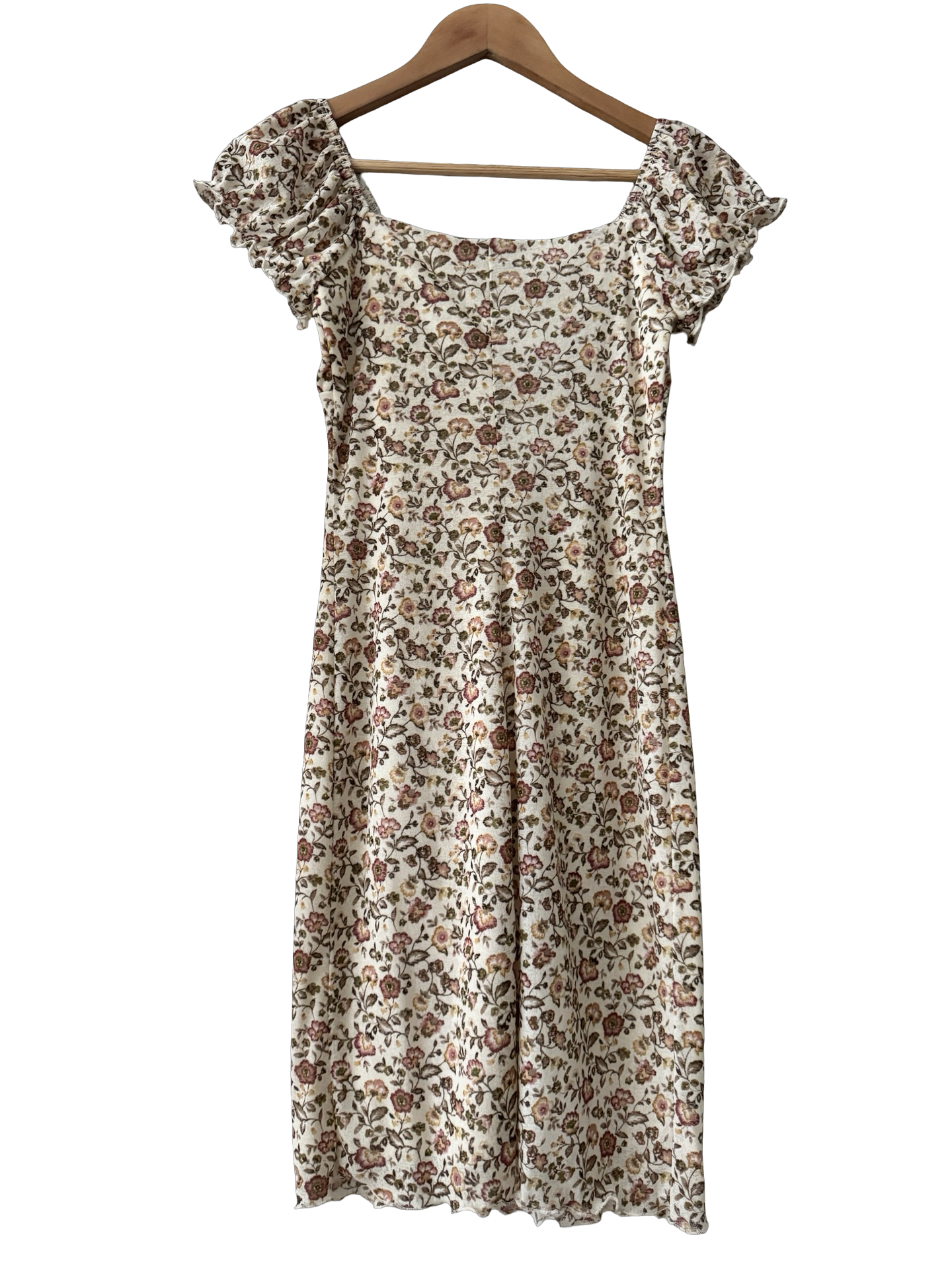 Vintage 90s Ditsy Floral Crush Midi Dress (S)