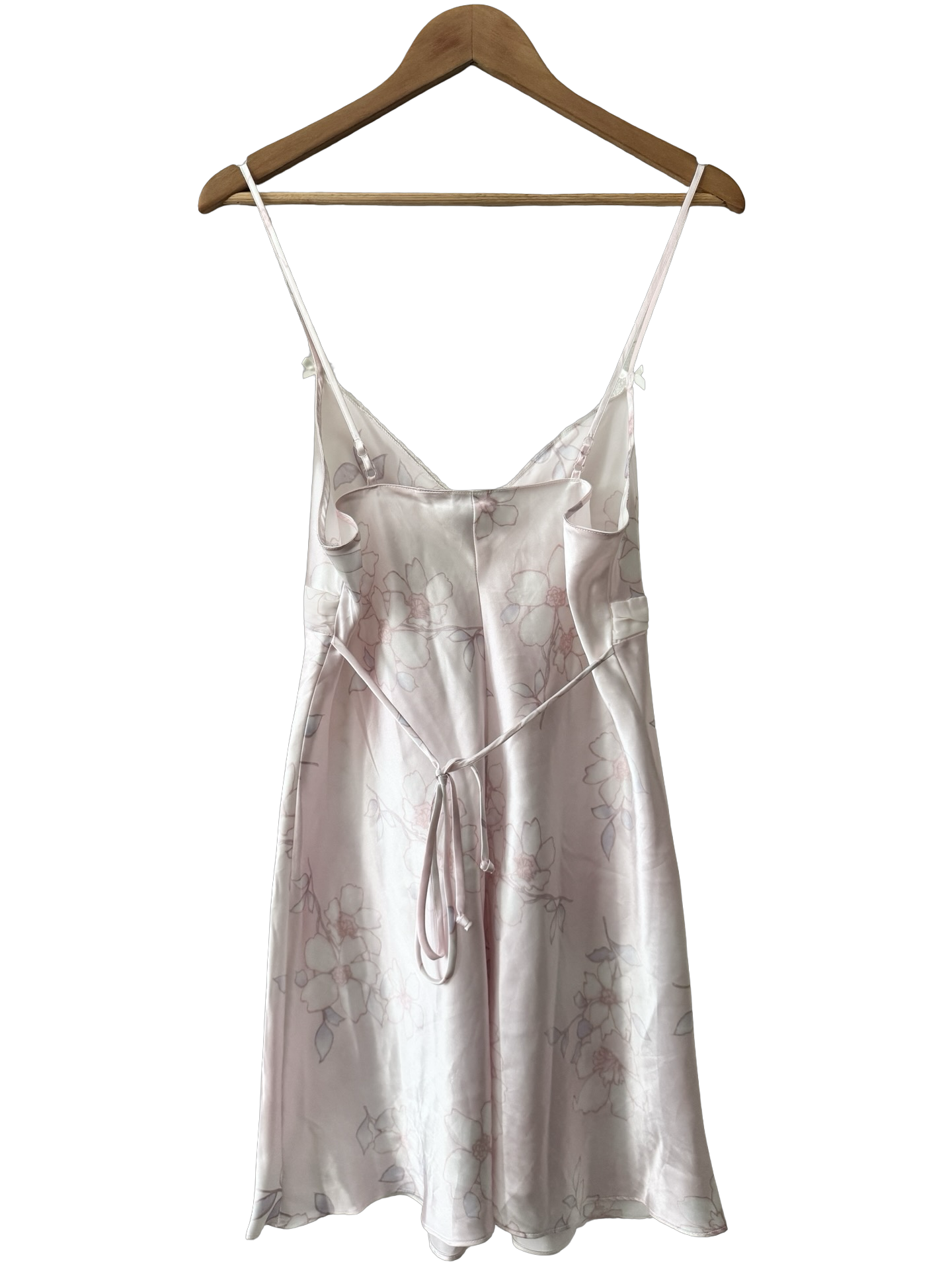 Vintage Y2K Blush Floral Beaded Slip Tie Dress (L)