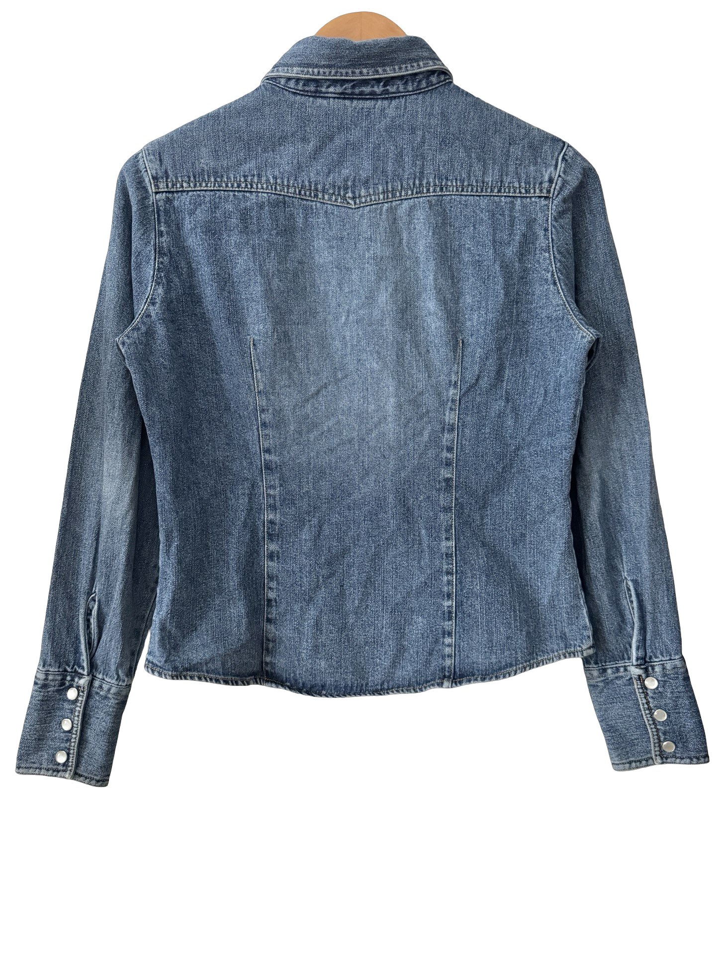 Vintage 90s Retro Denim Snap Button Shirt (S/M)