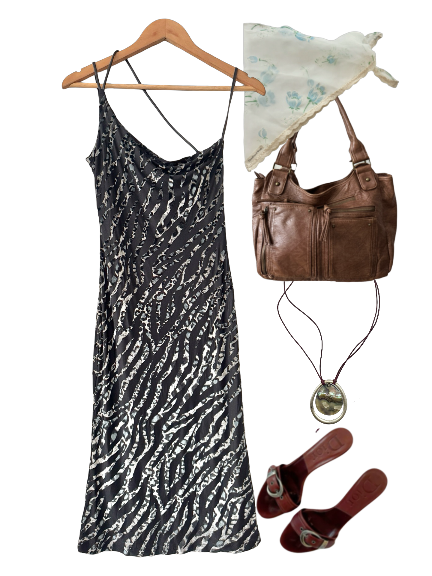 Vintage 90s Midnight Safari Midi Dress (S/M)