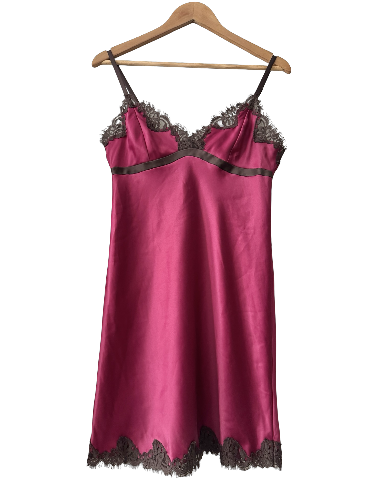 Vintage Y2K Berry Noir Satin Slip (M)