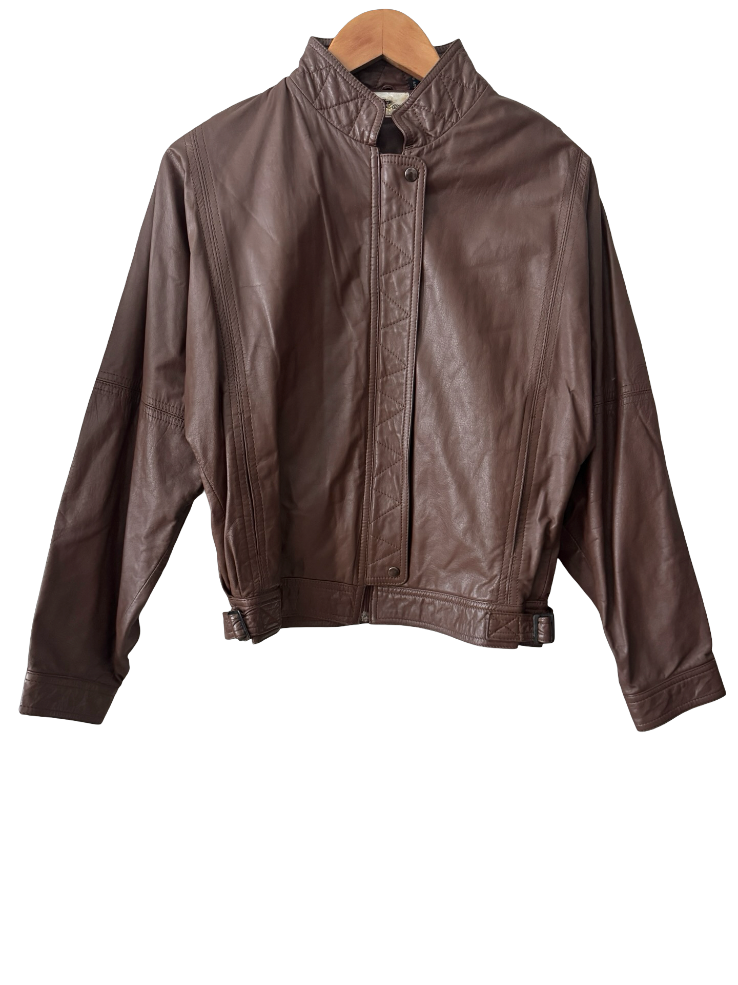 Vintage 90s Espresso Leather Bomber Jacket (M)