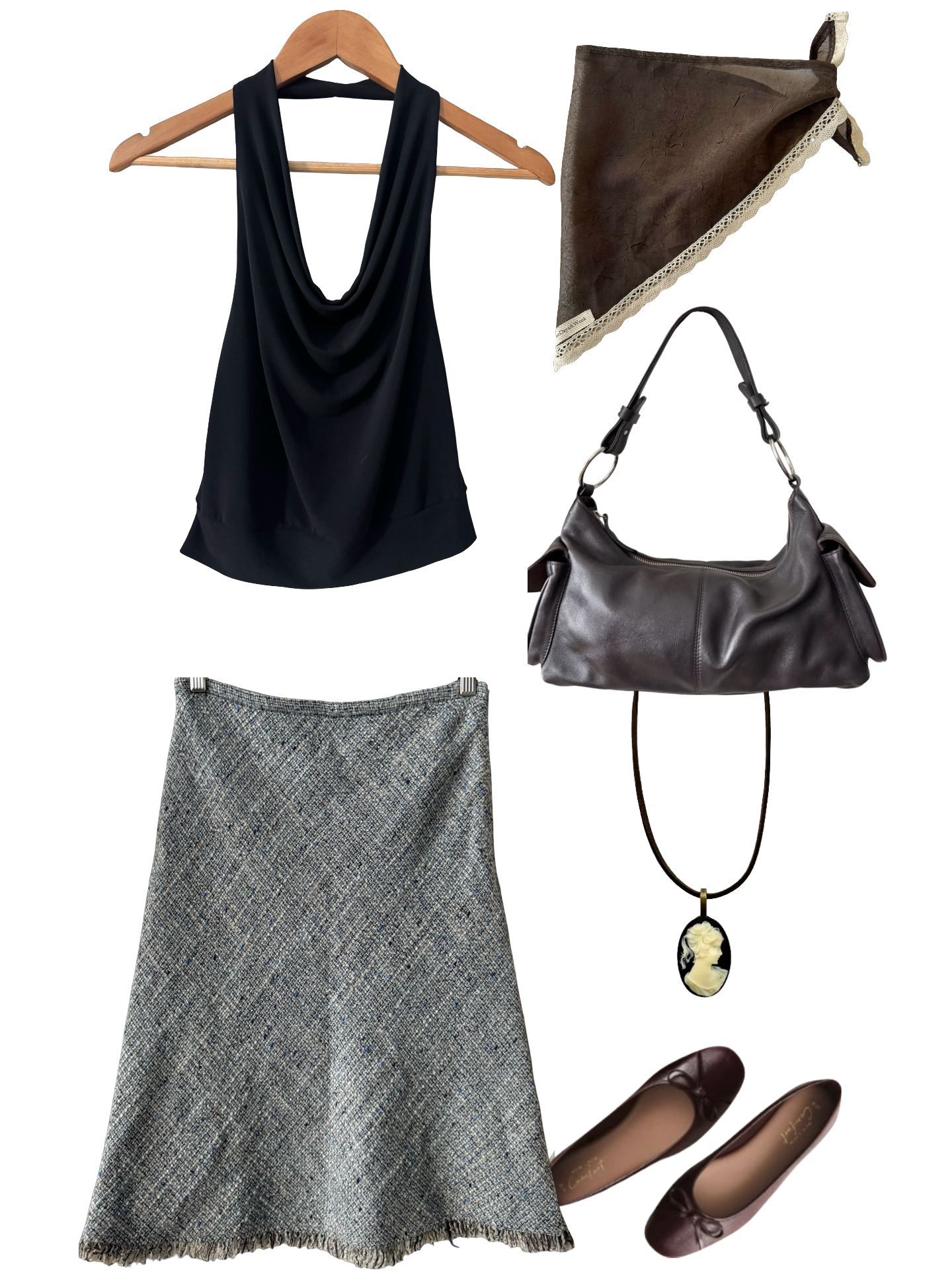Vintage Y2K Library Girl Tweed Midi Skirt (XS)
