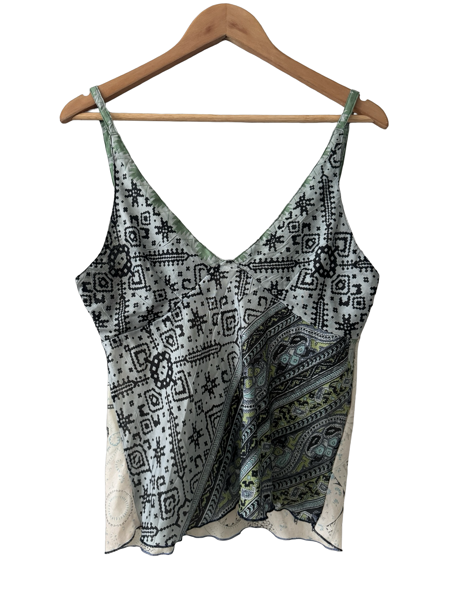 Vintage Y2K Silk Mixed Print Handkerchief Tank (M)