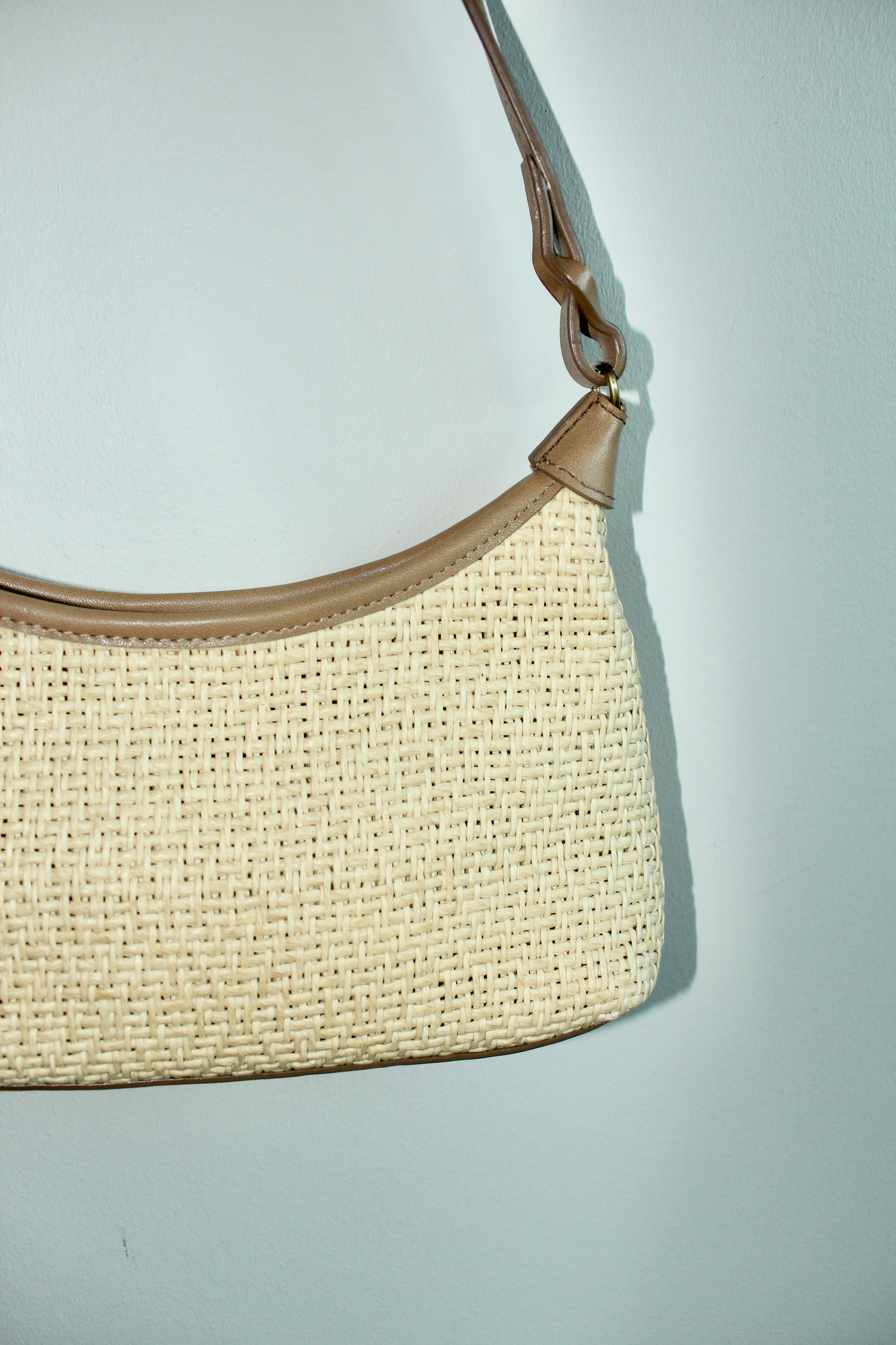 Vintage Cream Textured Shoulder Purse