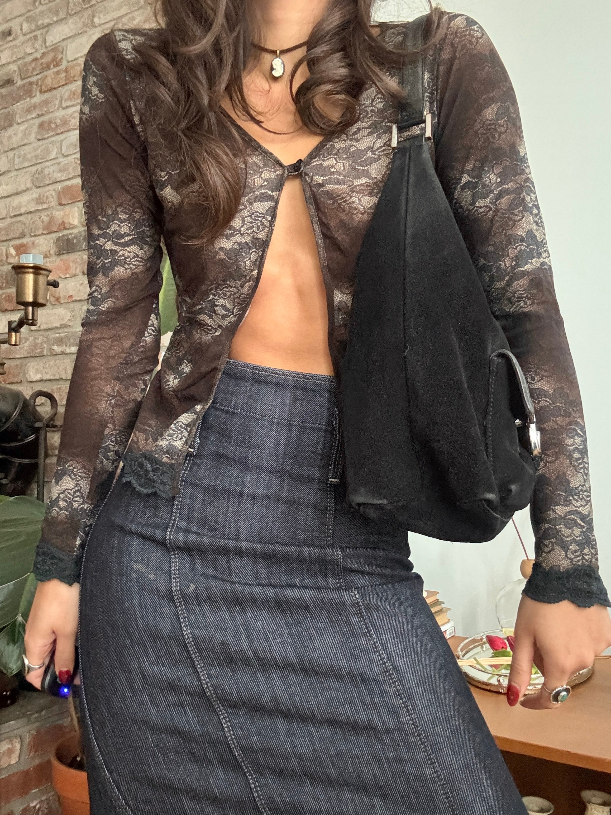 Vintage Y2K After Dark Slouchy Leather City Bag