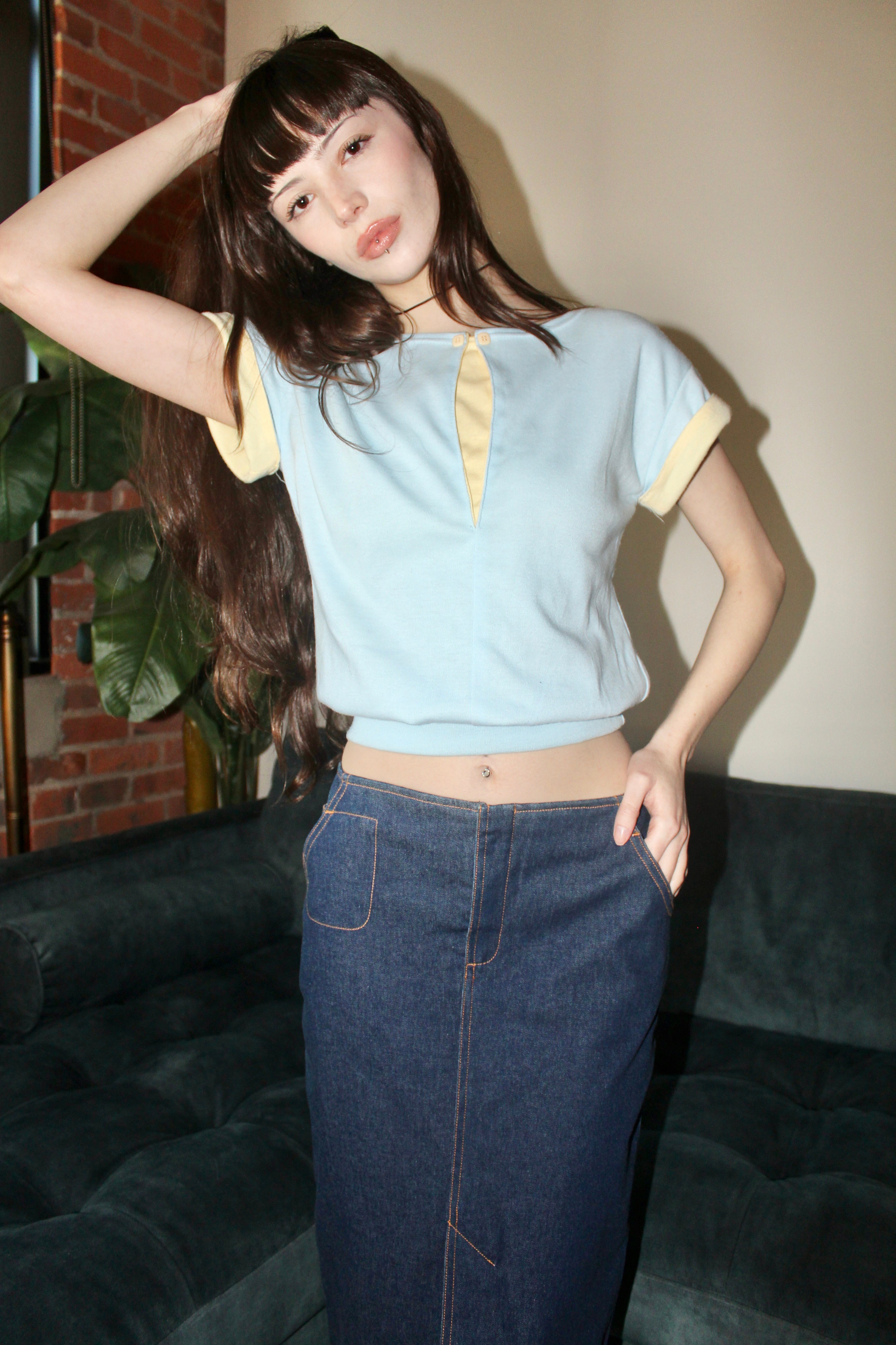Vintage 80s Cropped Cinched Tee (S)