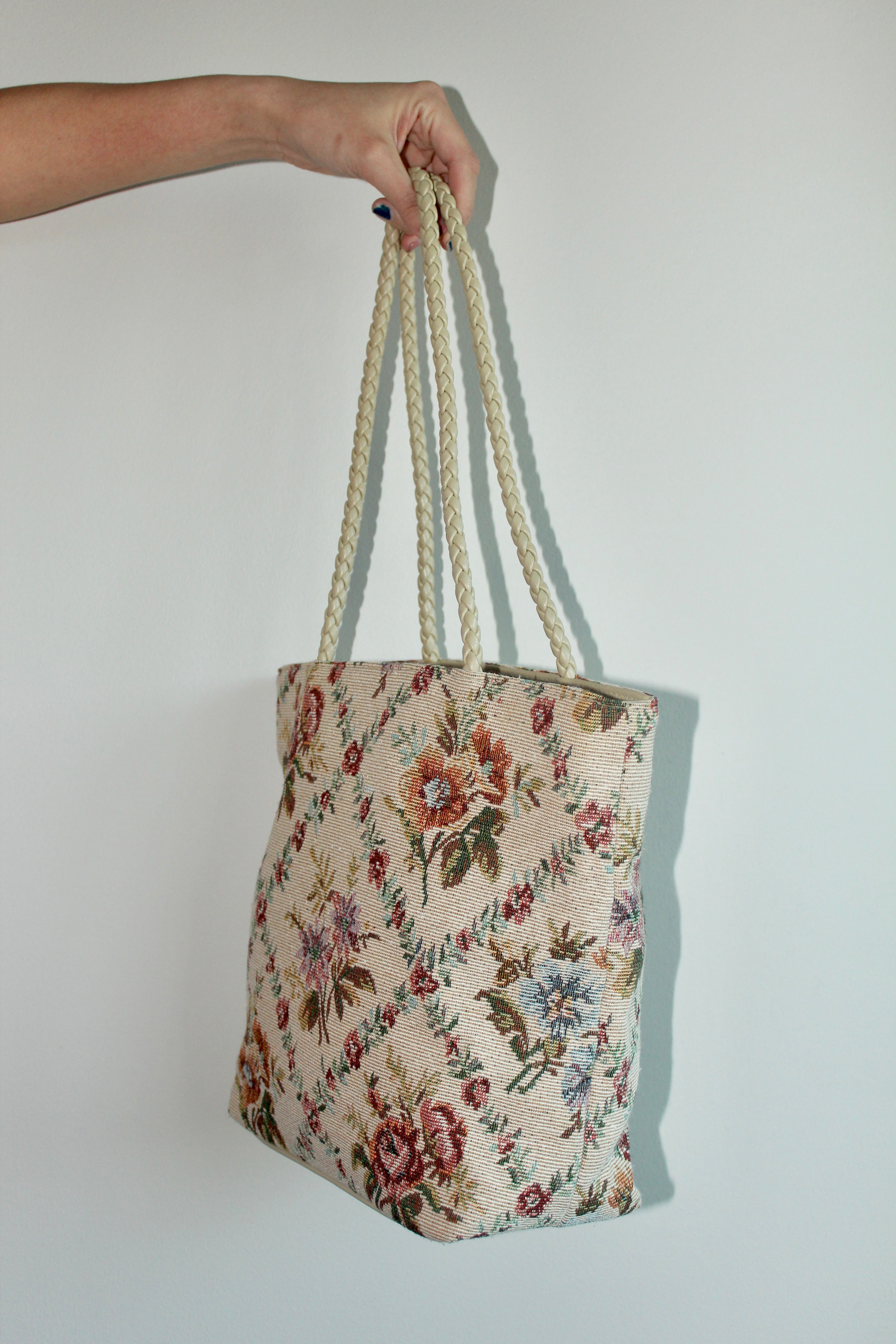 Vintage Floral Canvas Tote w/ Matching Wallet