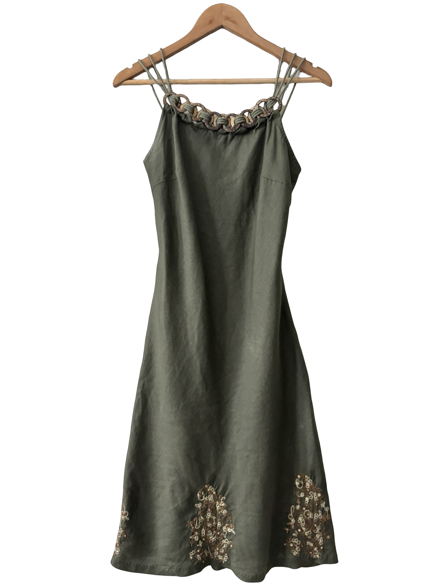 Vintage Y2K Olive Goddess Dress (M)