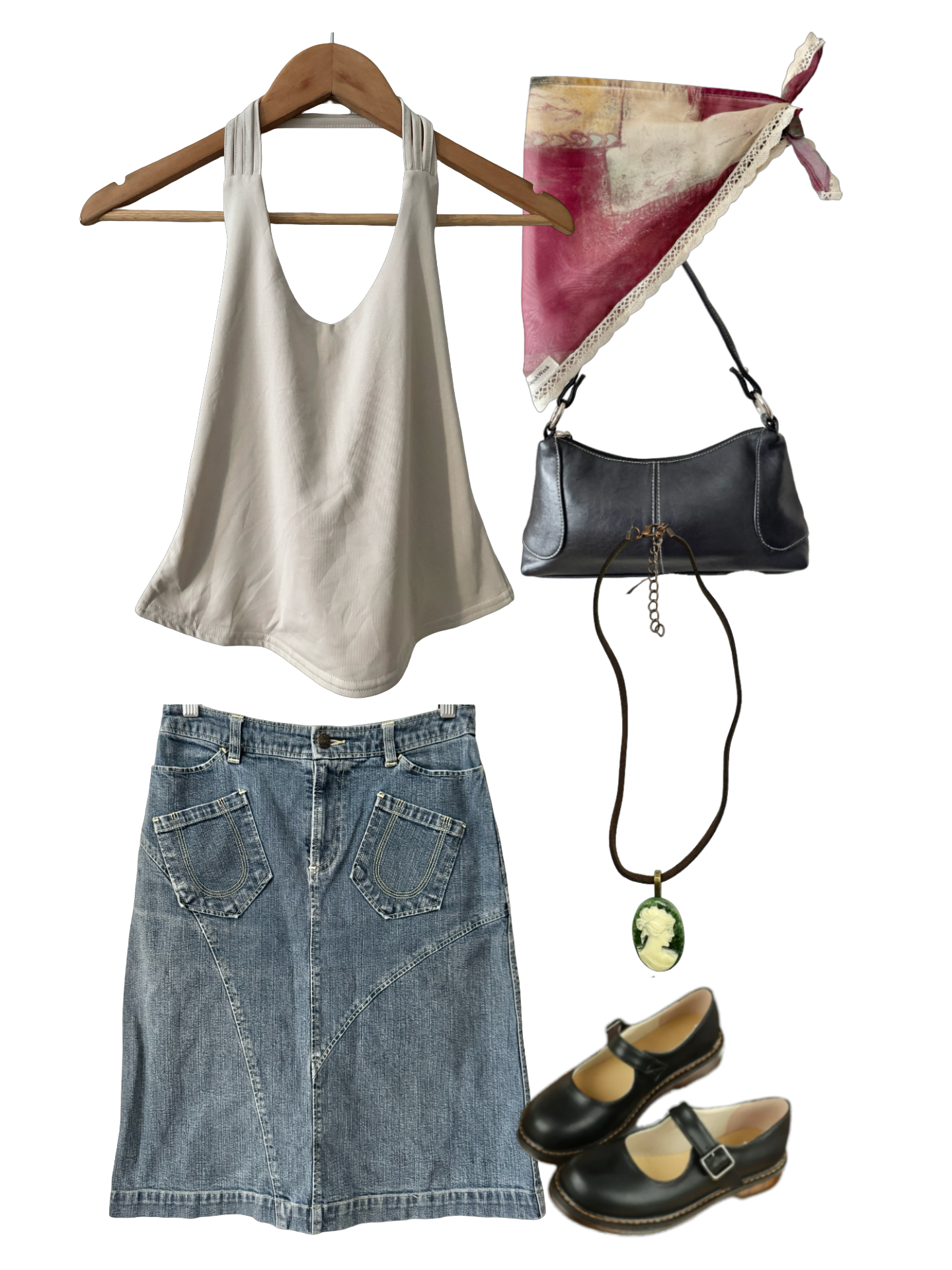 Vintage Y2K Ivory Hour Halter top (S)