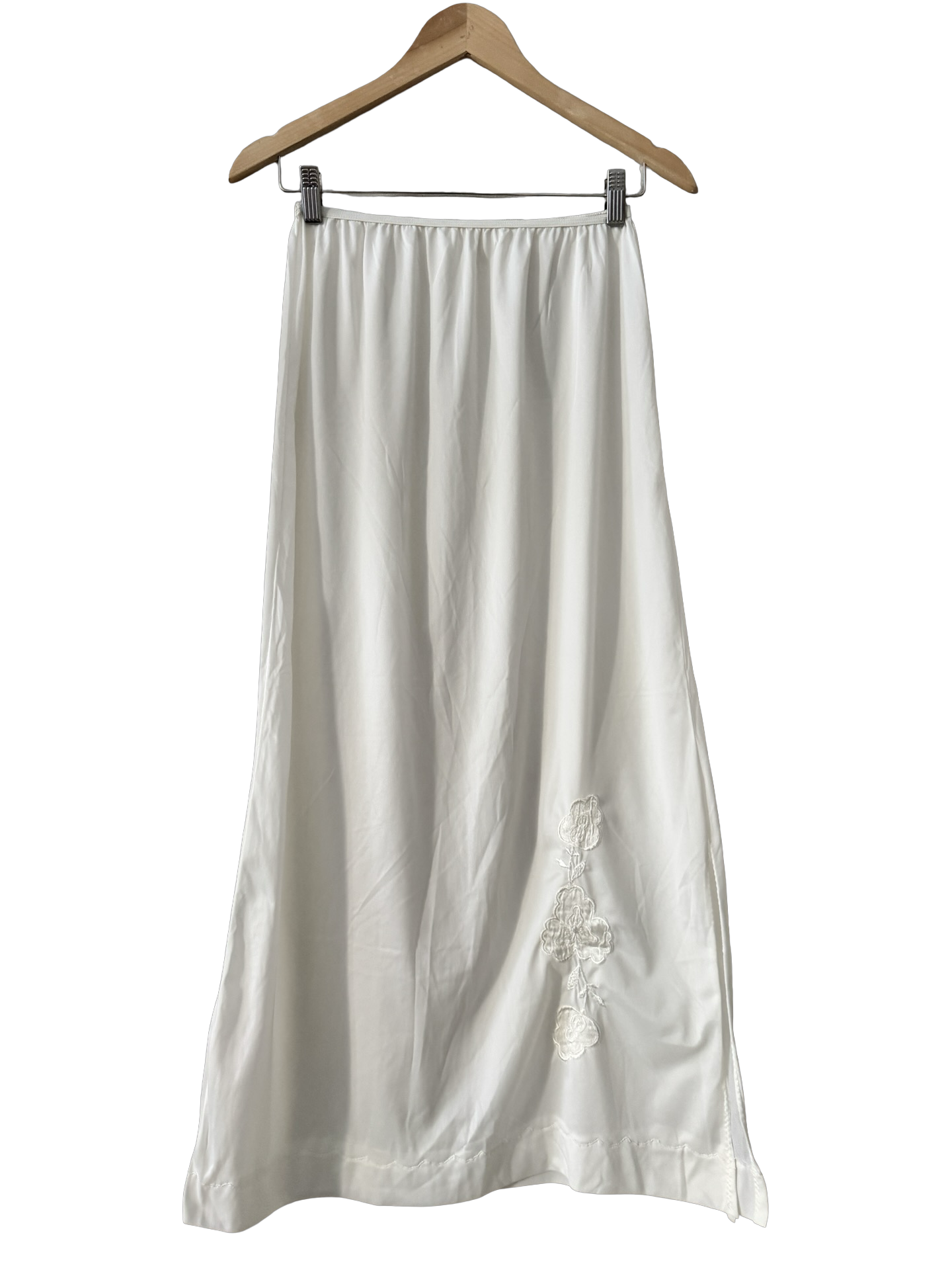 Vintage Y2K Moonflower Satin Midi Skirt (M)
