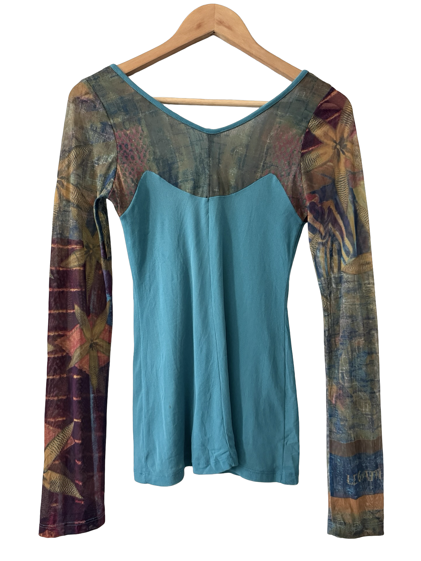 Vintage Y2K Gauzy Layered Mesh Long Sleeve Top (S)