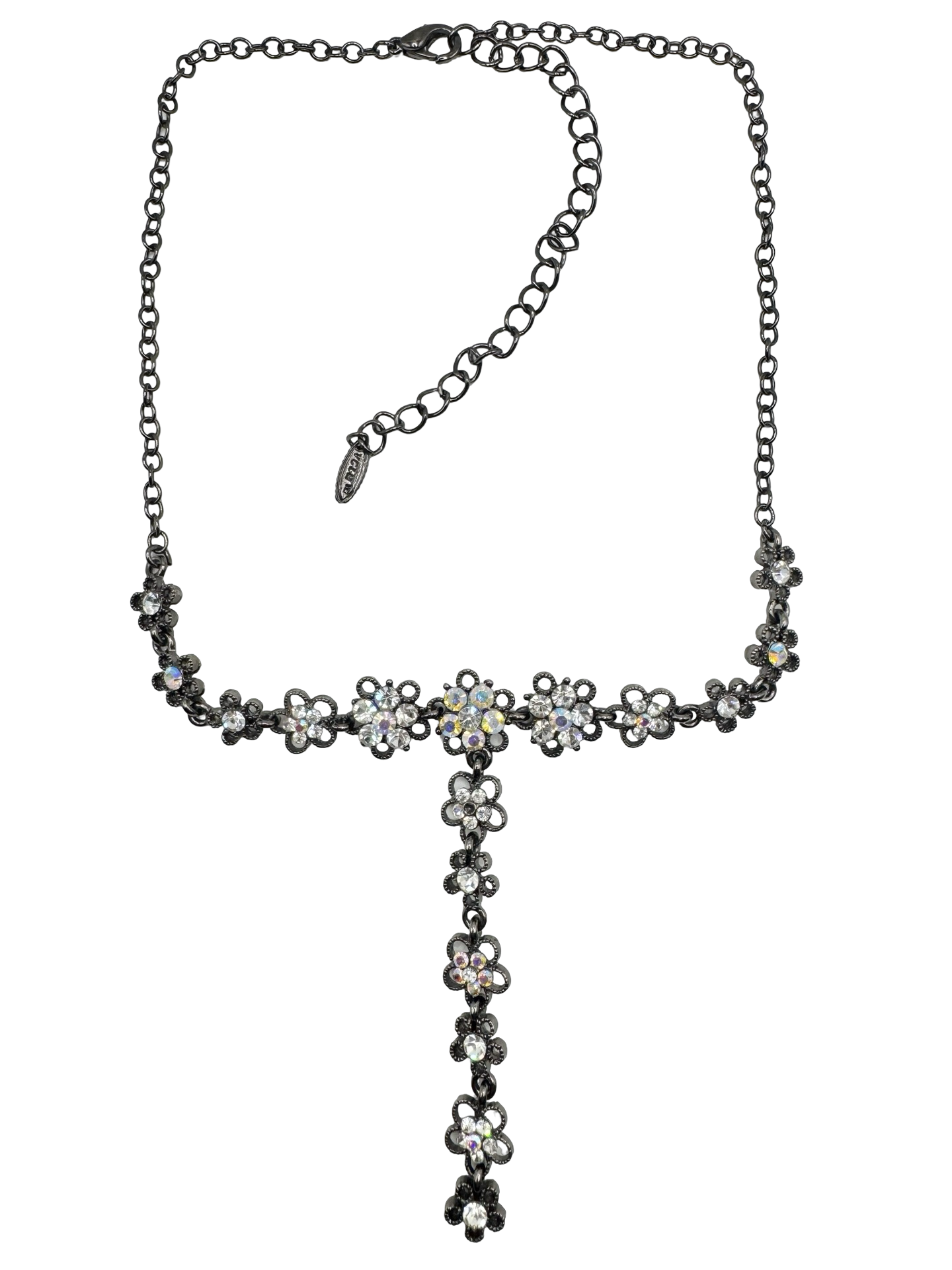 Vintage Y2K Midnight Garden Crystal Lariat Necklace