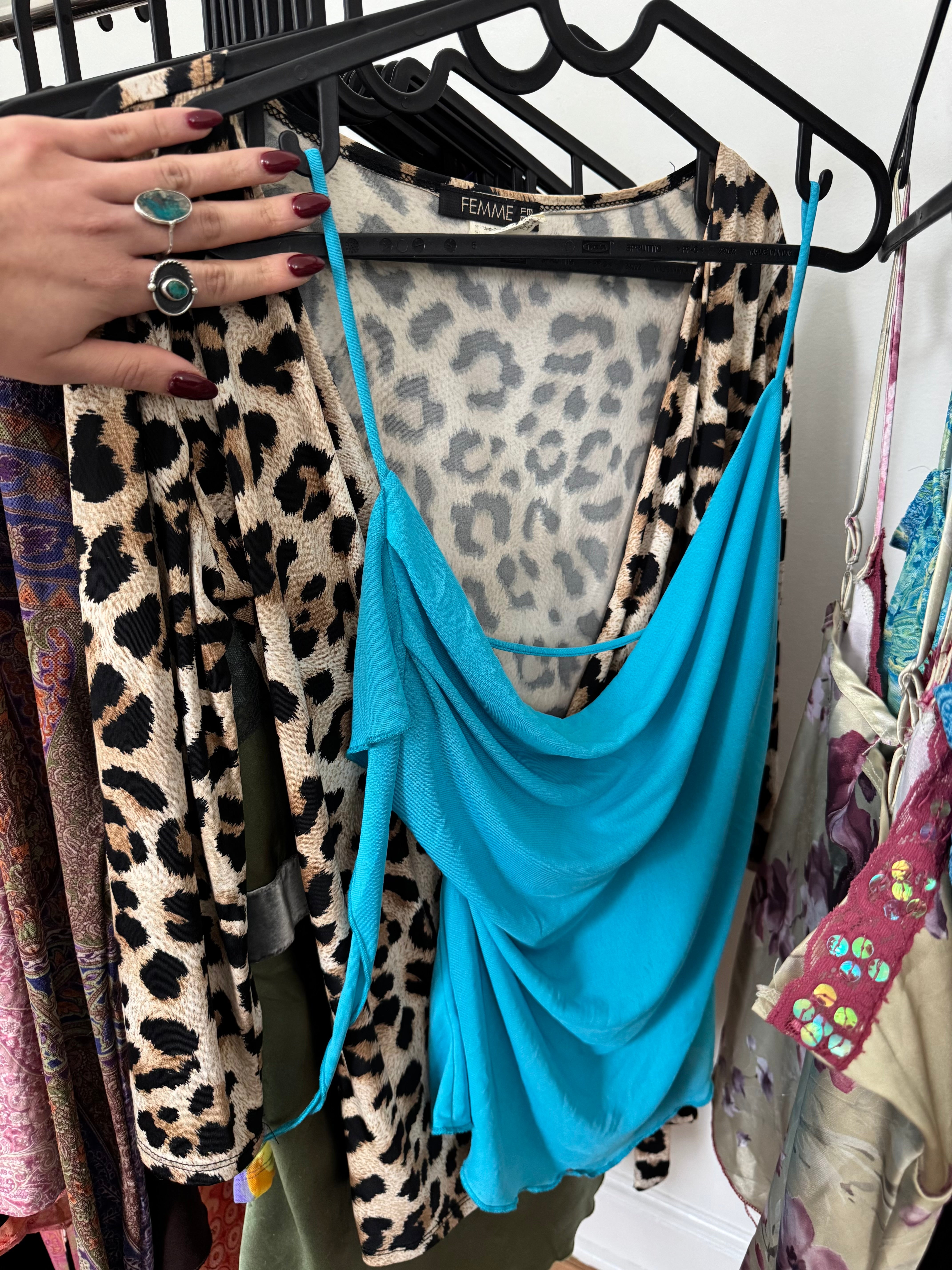 Vintage Y2K Aqua Siren Draped Cami (S)