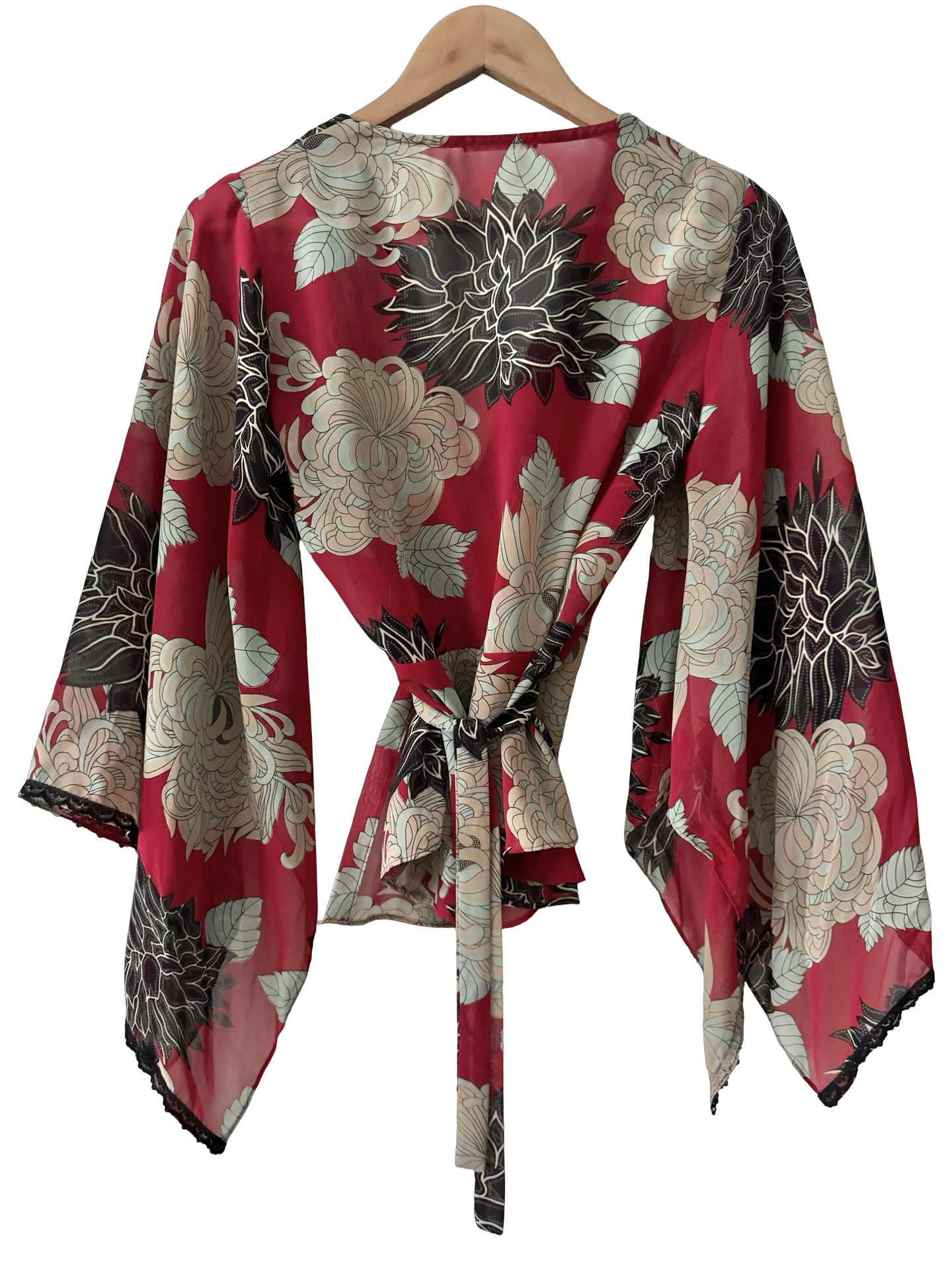 Vintage 90s Boho Flared Kimono Wrap Top (M-L)
