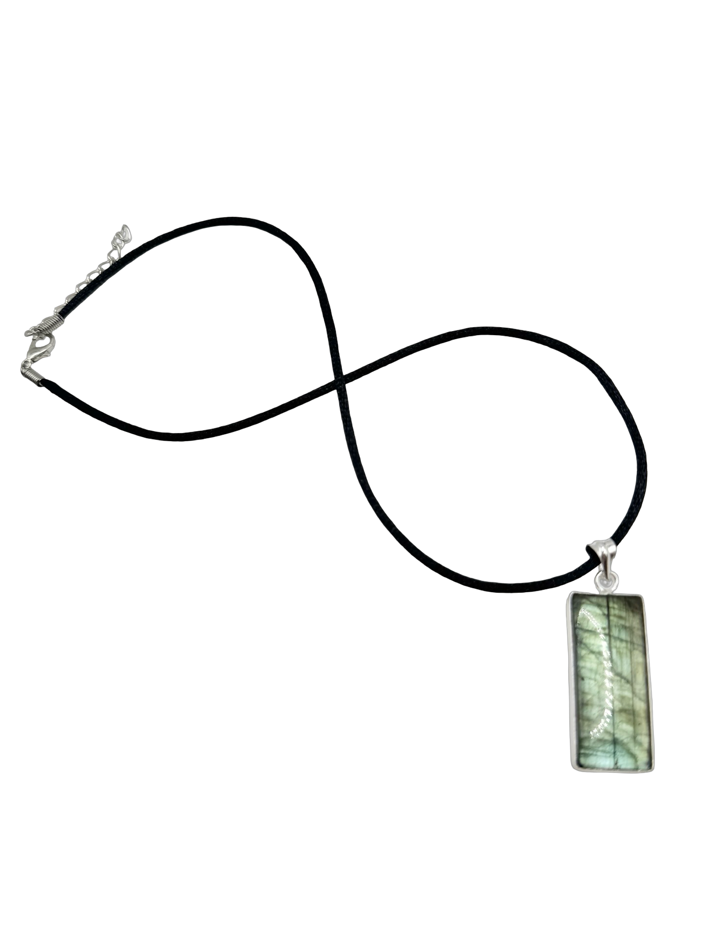 Moss Stone Rectangular Pendant Necklace