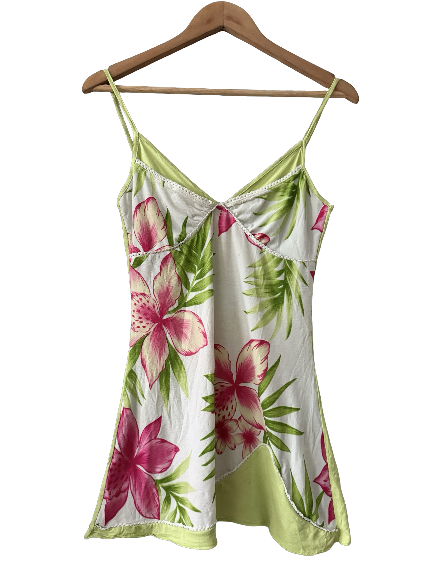 Vintage 90s Parisian Key Lime Holiday Mini Dress (S)