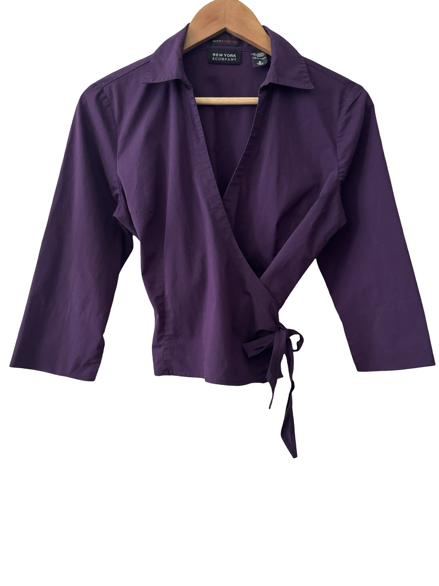 Vintage Y2K Eggplant Wrap Blouse (S/M)