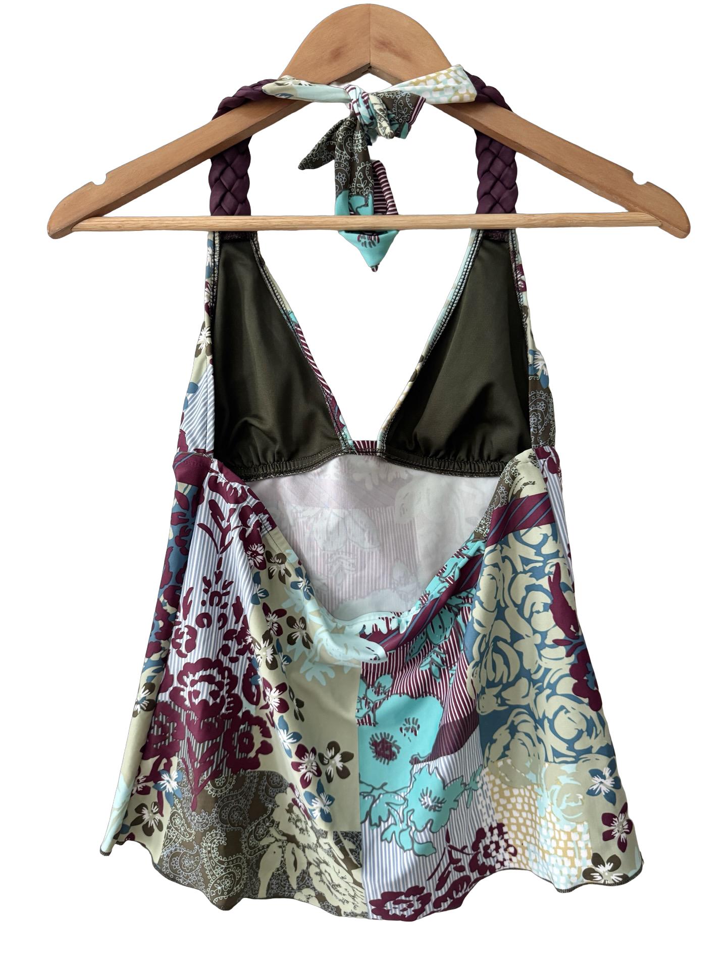 Vintage Y2K Patchwork Floral Halter Top (S)